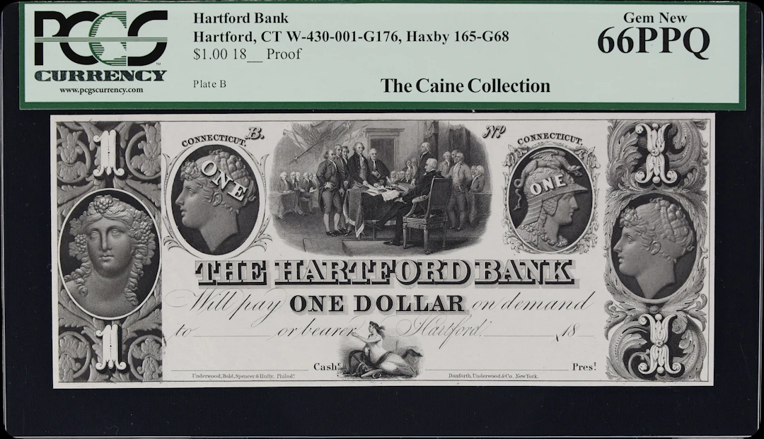 Hartford, Connecticut. Hartford Bank. 18xx $1. PCGS Currency Gem New