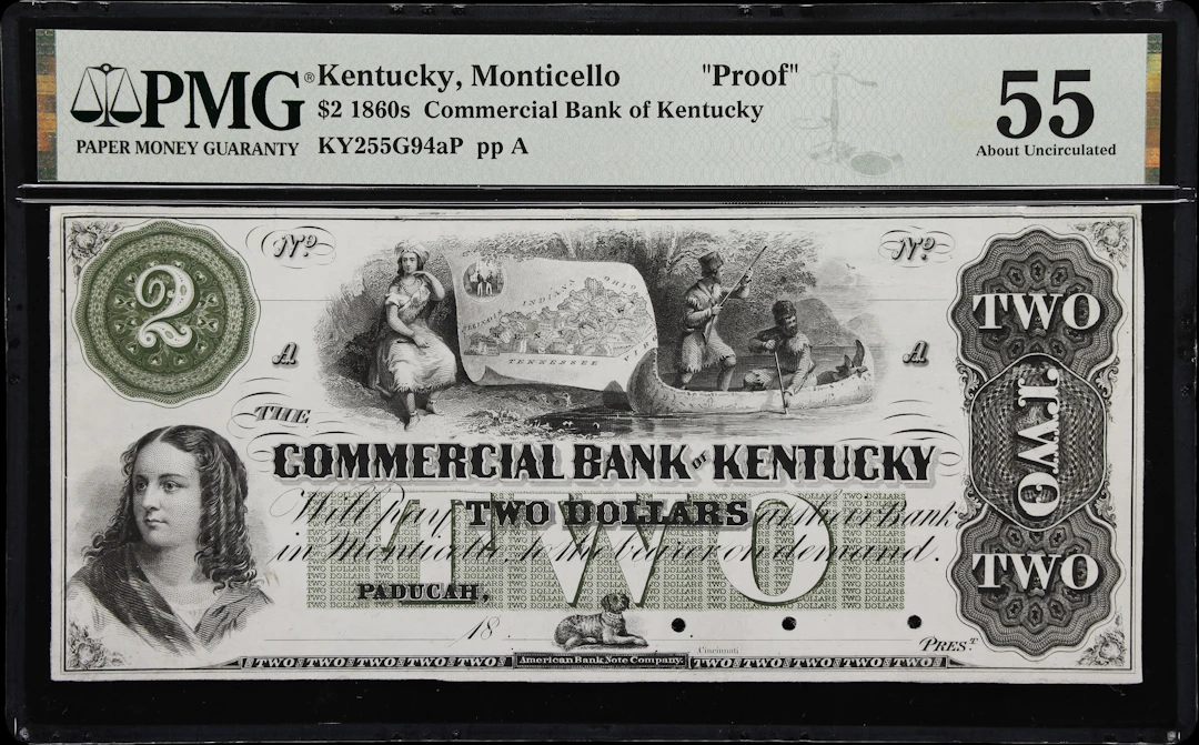 Monticello, Kentucky. Commercial Bank of Kentucky. 18xx $2. PMG About
