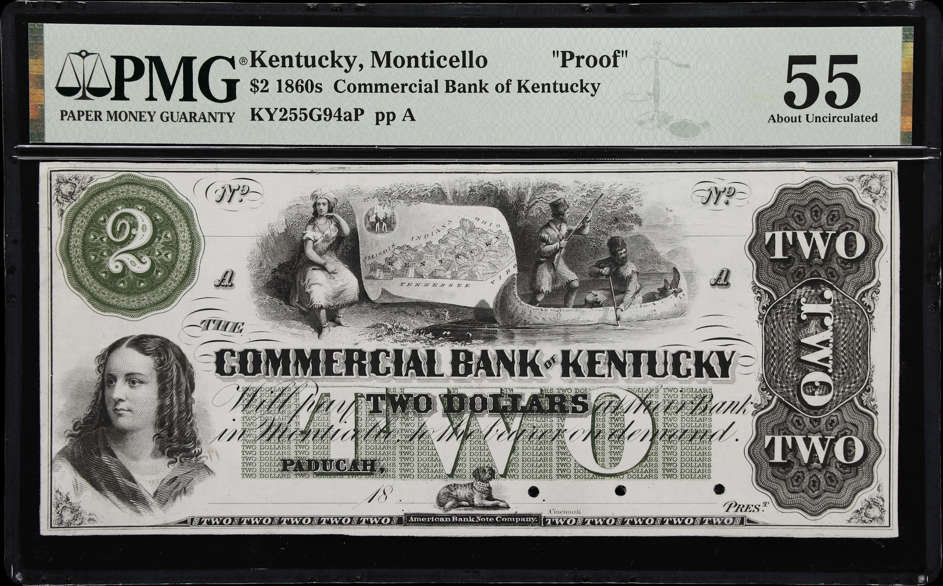 Monticello, Kentucky. Commercial Bank of Kentucky. 18xx $2. PMG About