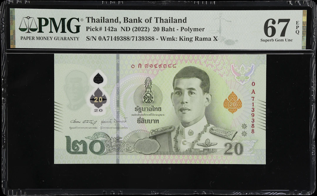 THAILAND. Bank of Thailand. 20 Baht, ND (2022). P-142a. Mismatched
