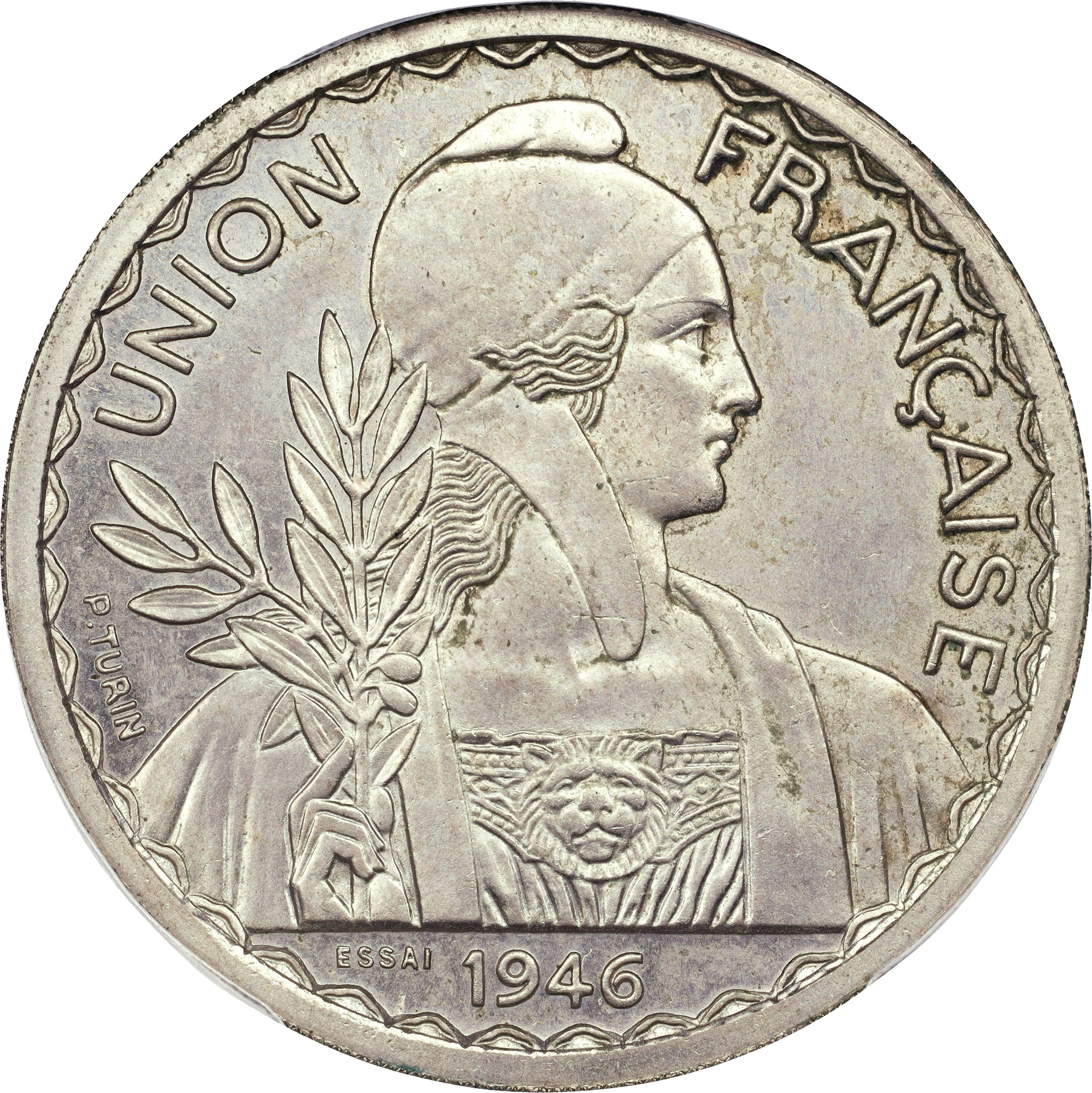 FRENCH INDO-CHINA. Copper-Nickel Piastre Essai (Pattern), 1946-(a).