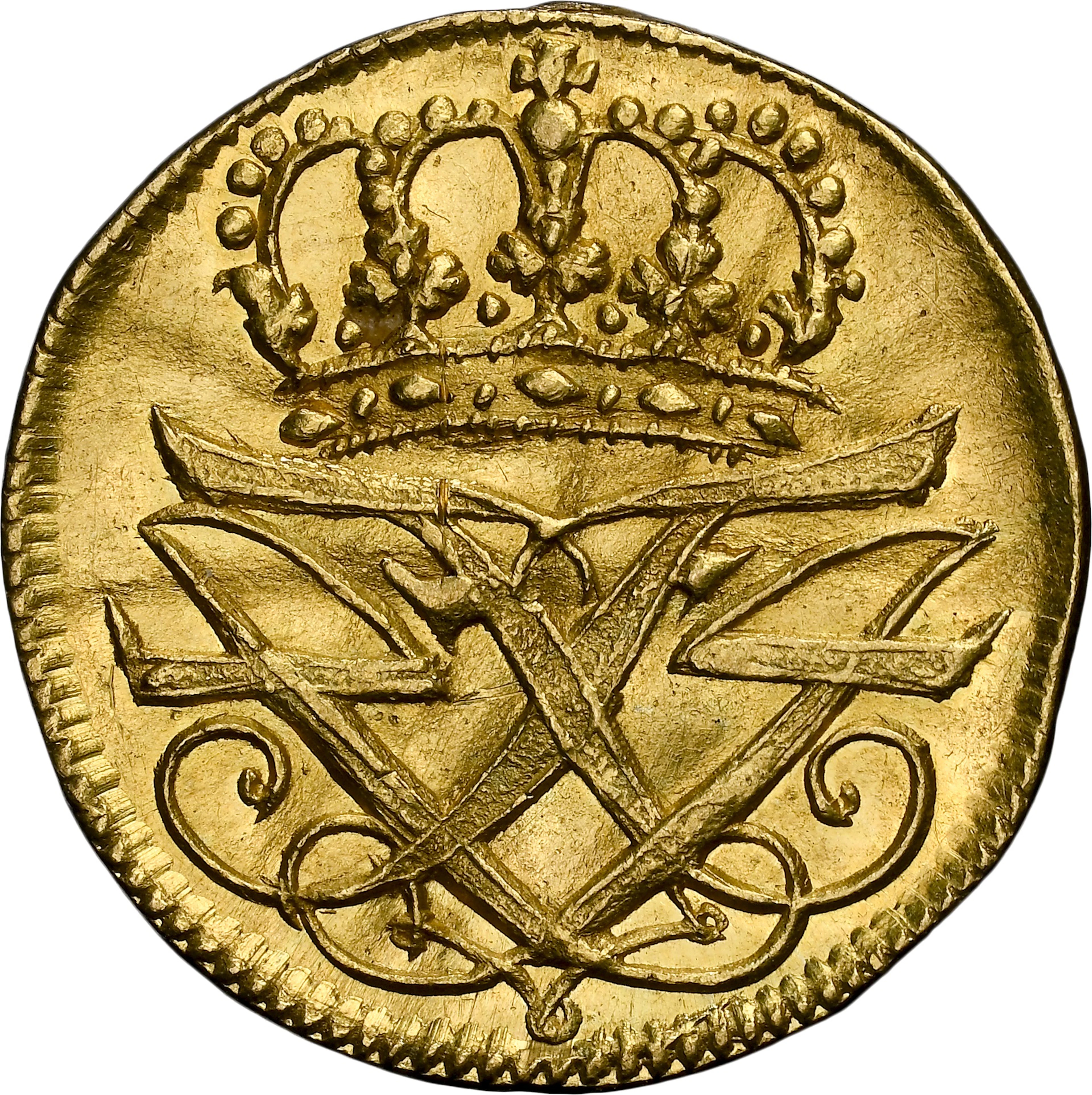 DENMARK. Gold Off-Metal Strike Skilling, 1719. Rendsborg Mint. Frederik