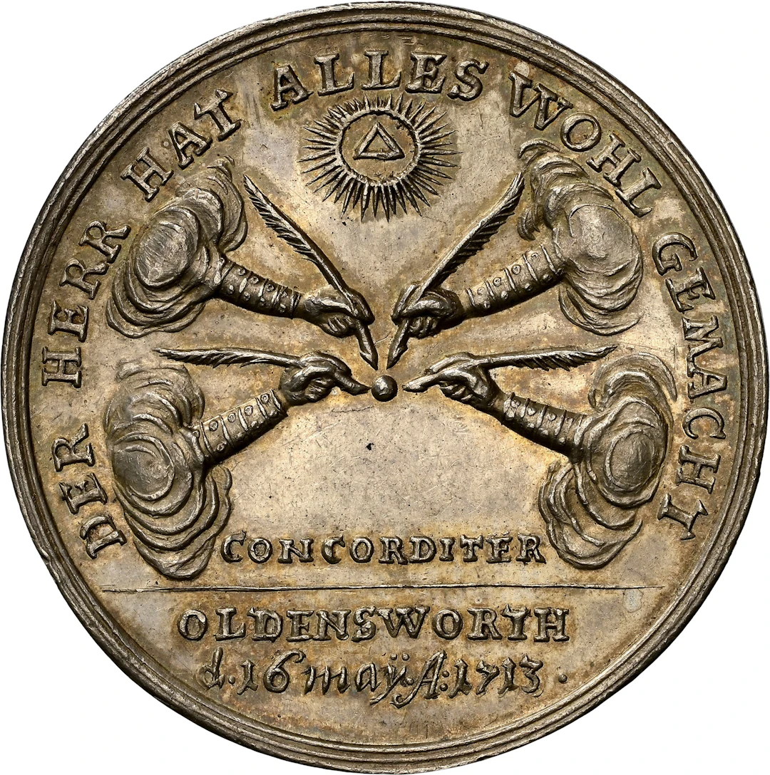 DENMARK. The Swedish Surrender in Oldensworth Silver Medal, 1713.