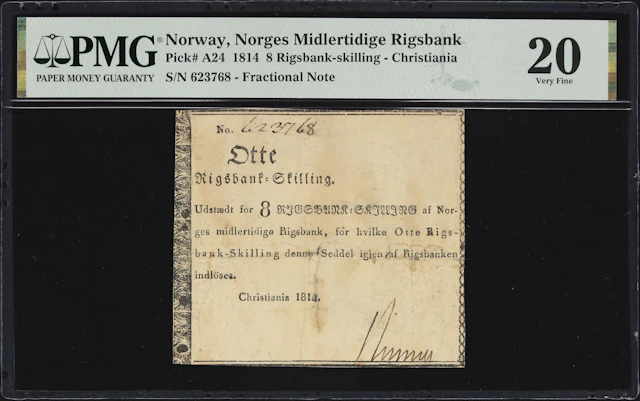 (◊) NORWAY. Norges Midlertidige Rigsbank. 8 Rigsbank-skilling, 1814.