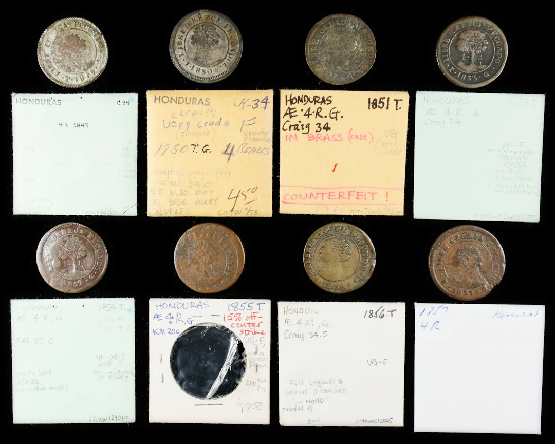HONDURAS. Provisional Government. Octet of 4 Reales (8 Pieces), 1849-57.