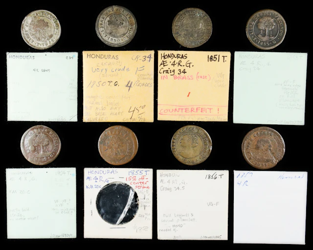 HONDURAS. Provisional Government. Octet of 4 Reales (8 Pieces), 1849-57.