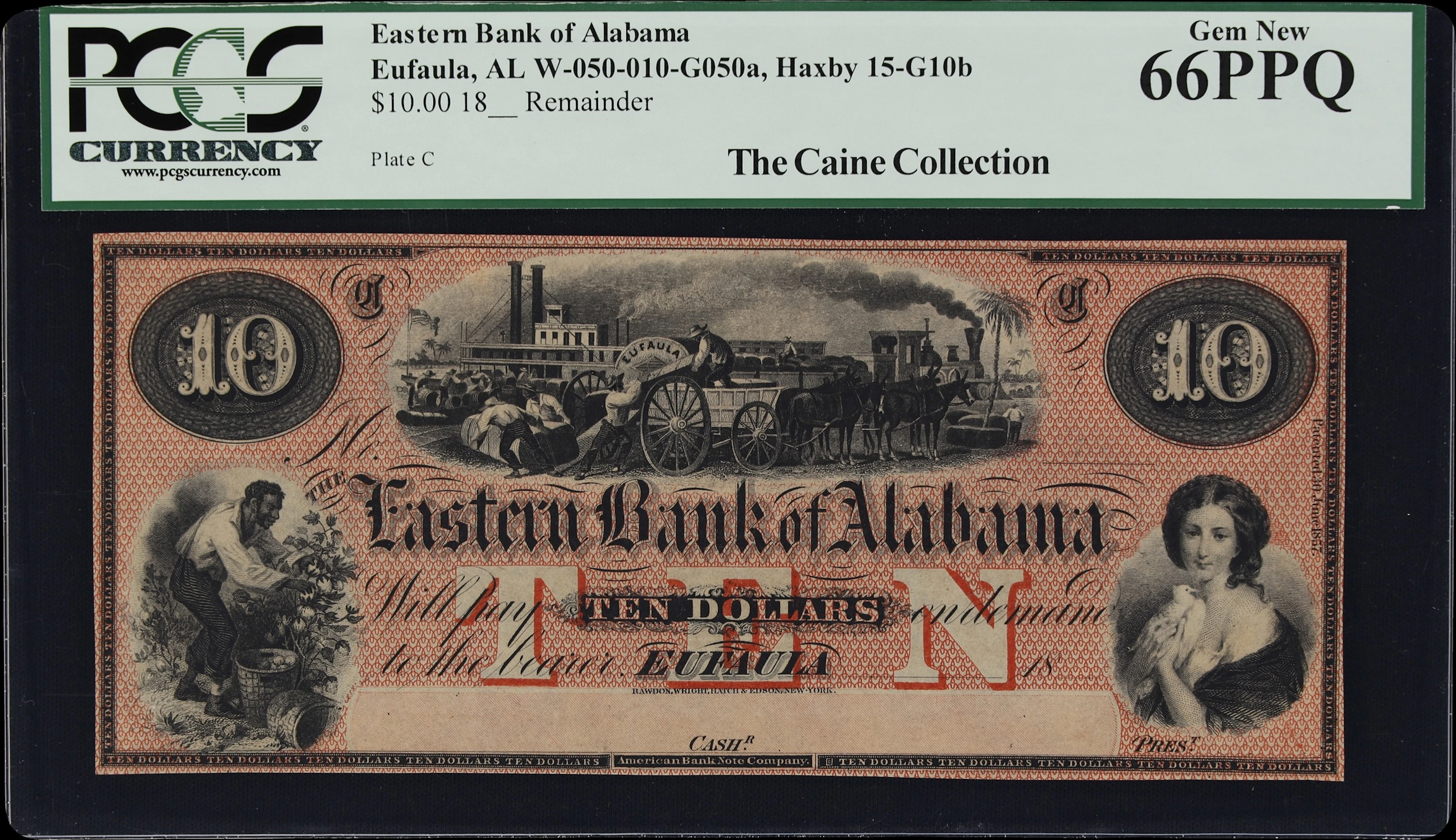 Eufaula, Alabama. Eastern Bank of Alabama. 18xx $10. PCGS Currency