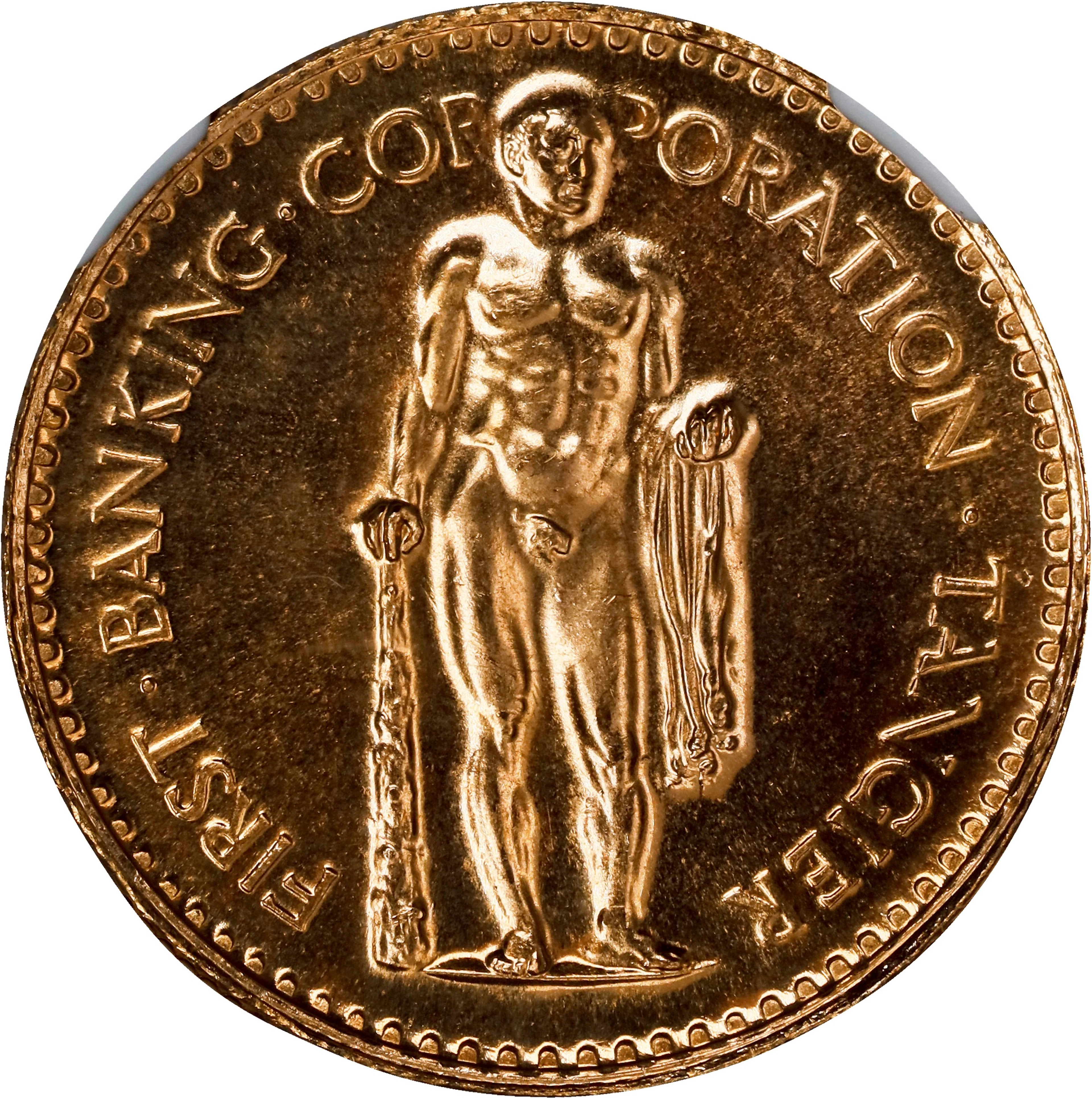 MOROCCO. Tangier. Gold Medallic 500 Dirhams (Ounce), ND (1954). NGC MS-67.