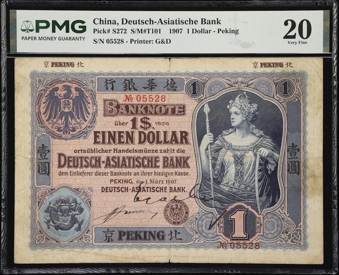 CHINA--FOREIGN BANKS. Deutsch-Asiatische Bank. 1 Dollar, 1.3.1907.
