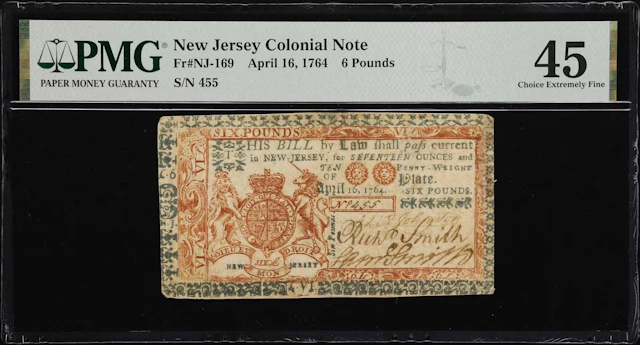 NJ-169. New Jersey. April 16, 1764. 6 Pounds. PMG Choice Extremely Fine 45.