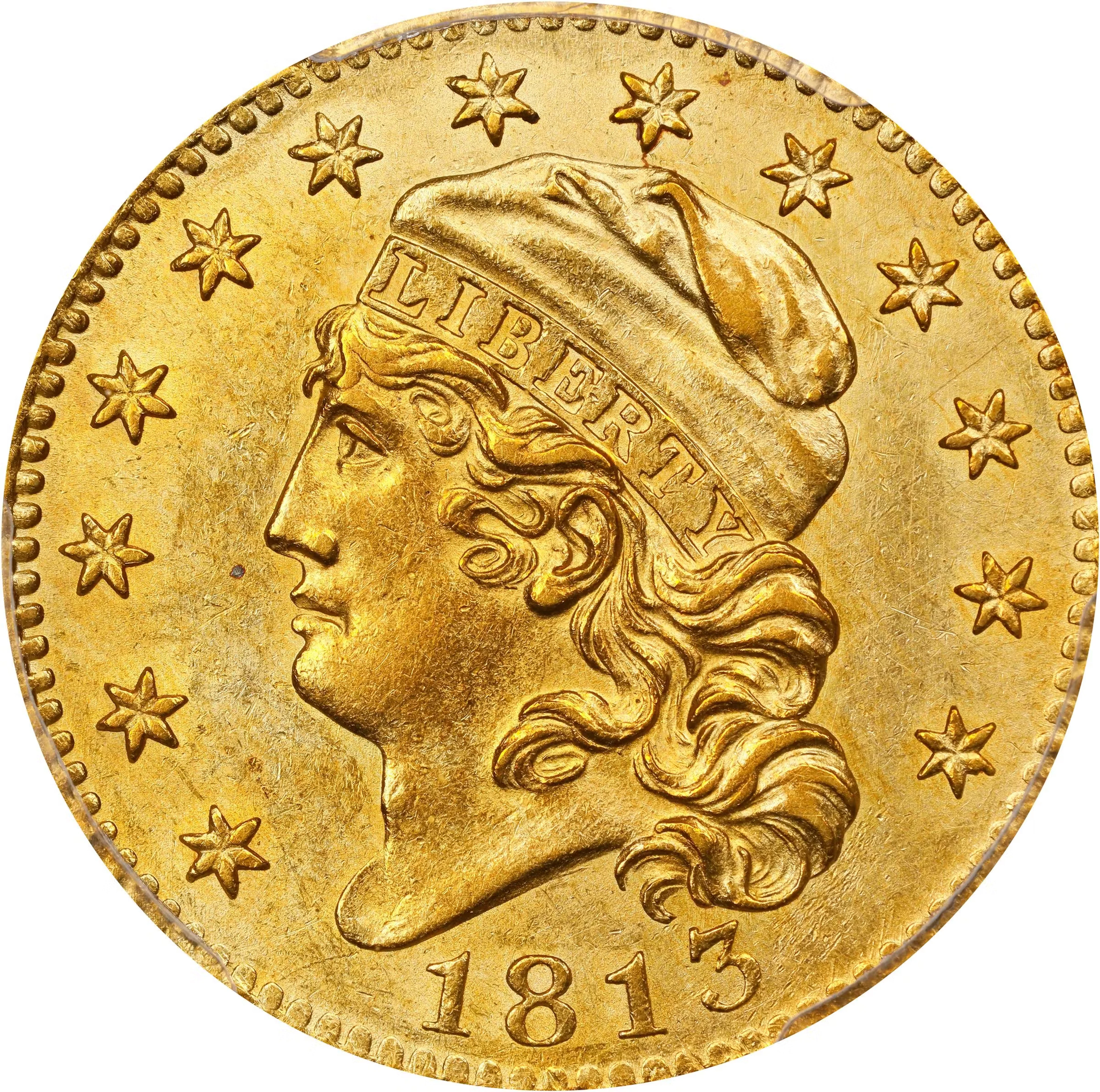 1813 Capped Head Left Half Eagle. BD-2. Rarity-4. MS-61 (PCGS).