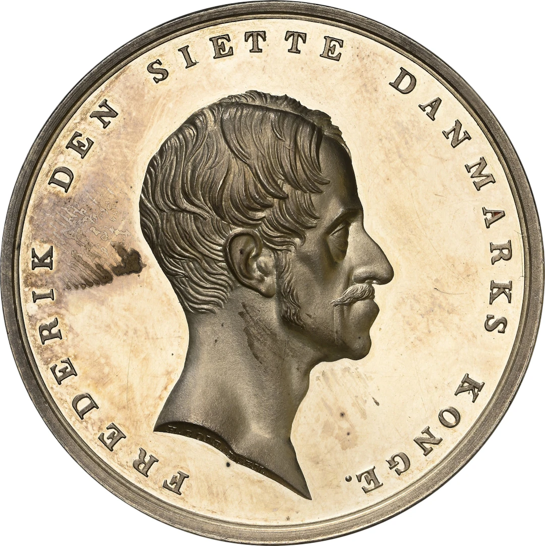 DENMARK. Noble Deeds Restrike Silver Medal, ND (1838-39). Frederik