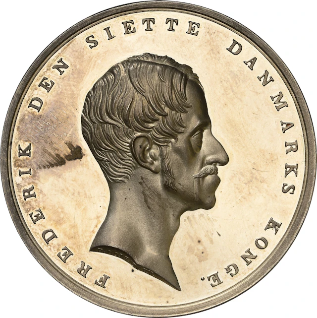 DENMARK. Noble Deeds Restrike Silver Medal, ND (1838-39). Frederik