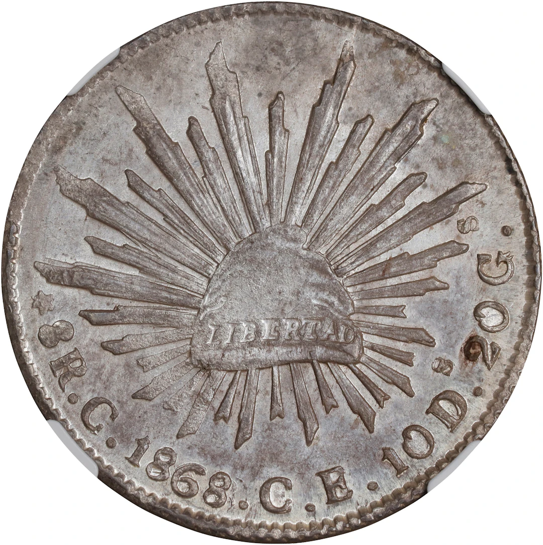 MEXICO. 8 Reales, 1868/8-C CE. Culiacan Mint. NGC MS-63.