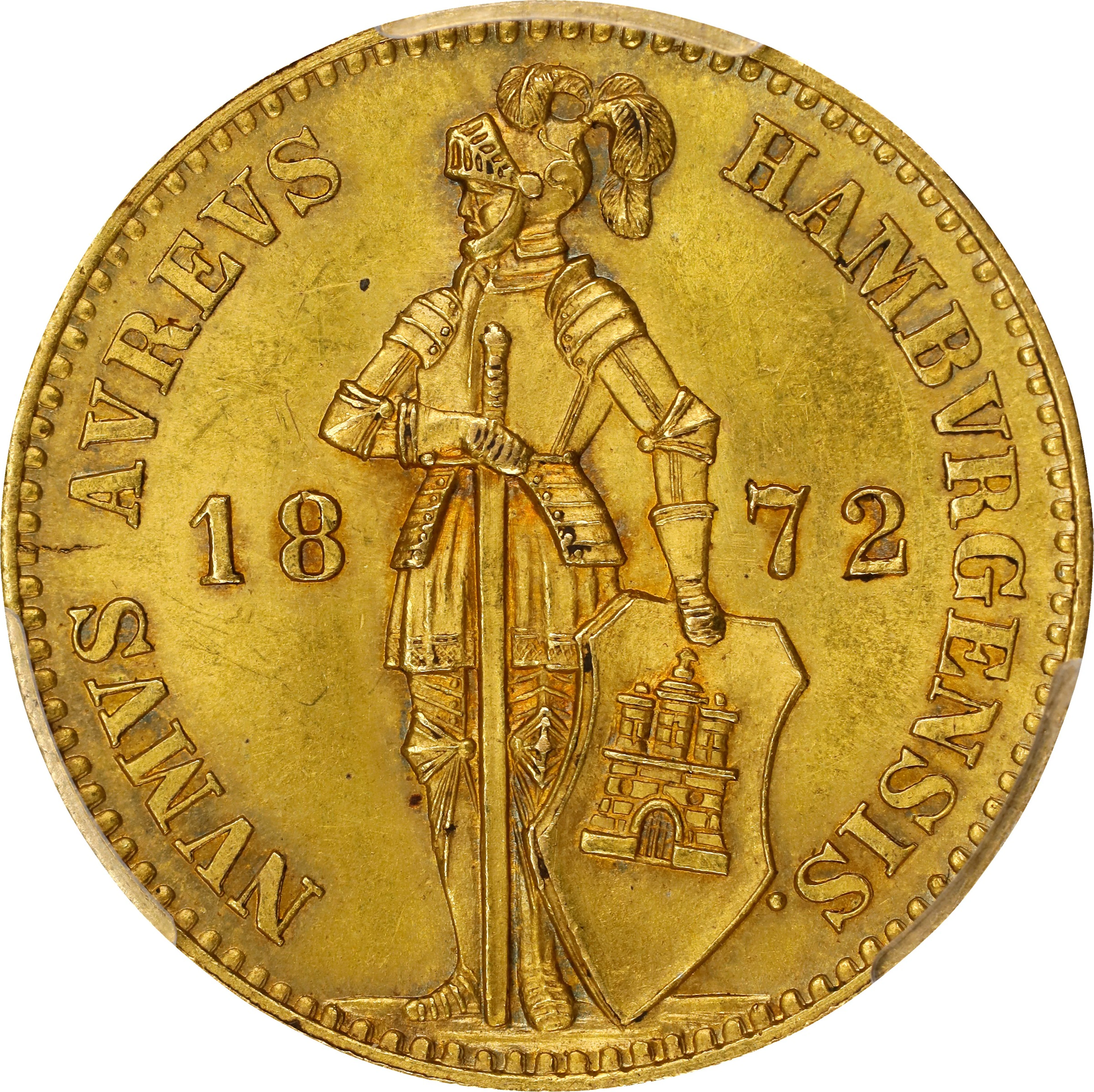 GERMANY. Hamburg. Ducat, 1872-B. Hanover Mint. PCGS MS-62.