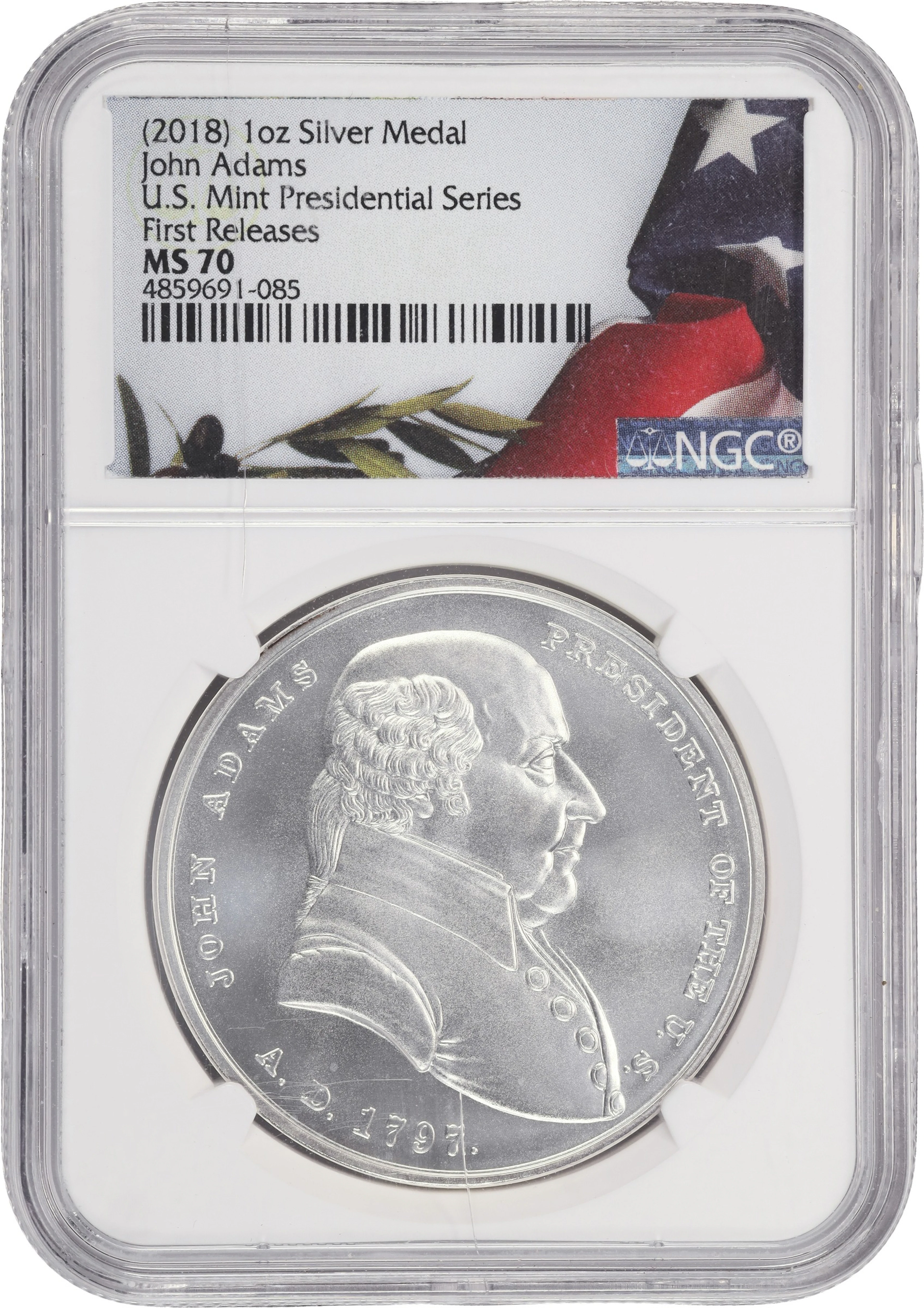 (1 oz, 31.104 g ASW). 2018 U.S. Mint Presidential Series John Adams