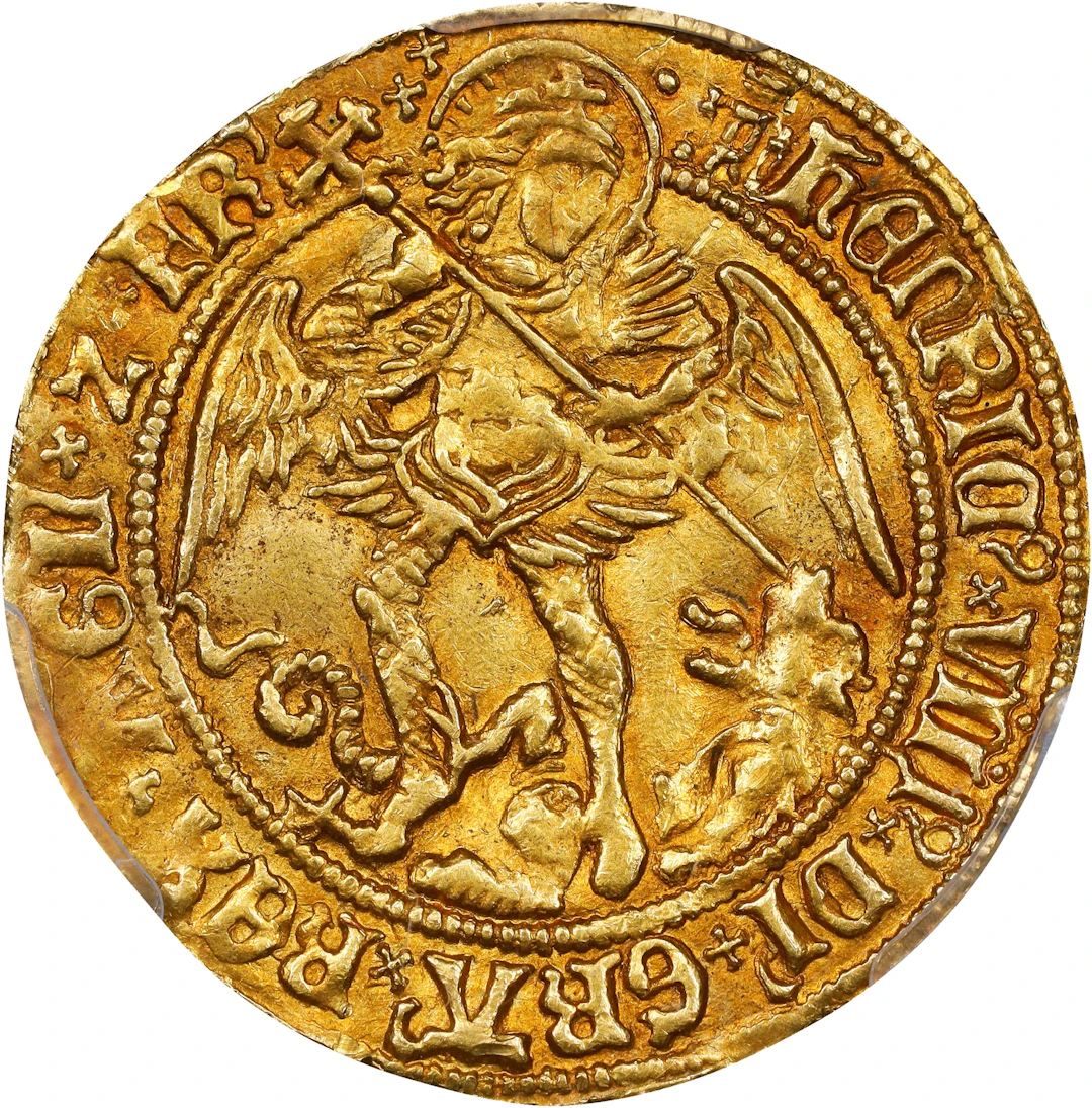 GREAT BRITAIN. Angel, ND (1509-26). London Mint; mm: Castle. Henry