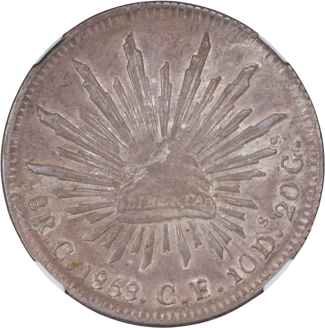 MEXICO. 8 Reales, 1858-C CE. Culiacan Mint. NGC AU-55.