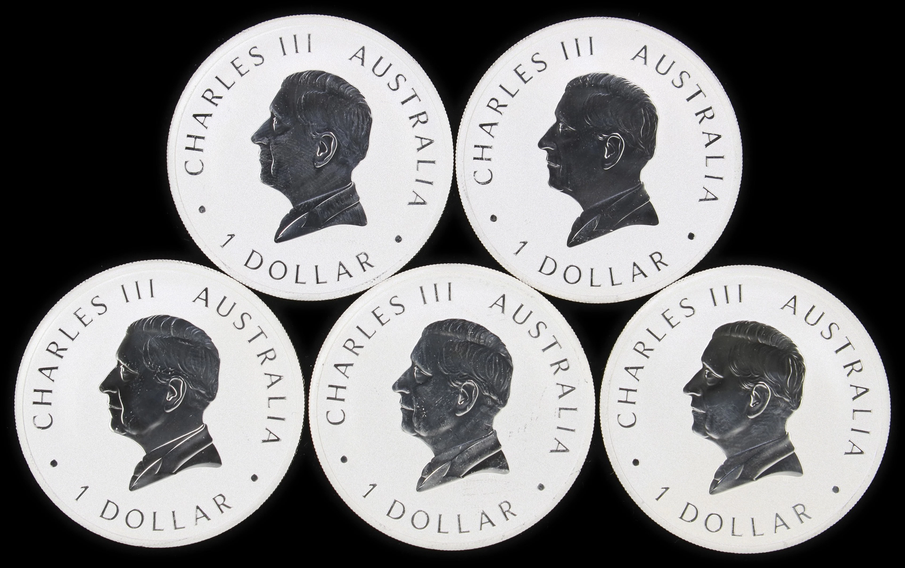 (5 oz, 155.52 g ASW). Australia. Lot of (5) 2026 1 oz Silver Wedge-Tailed
