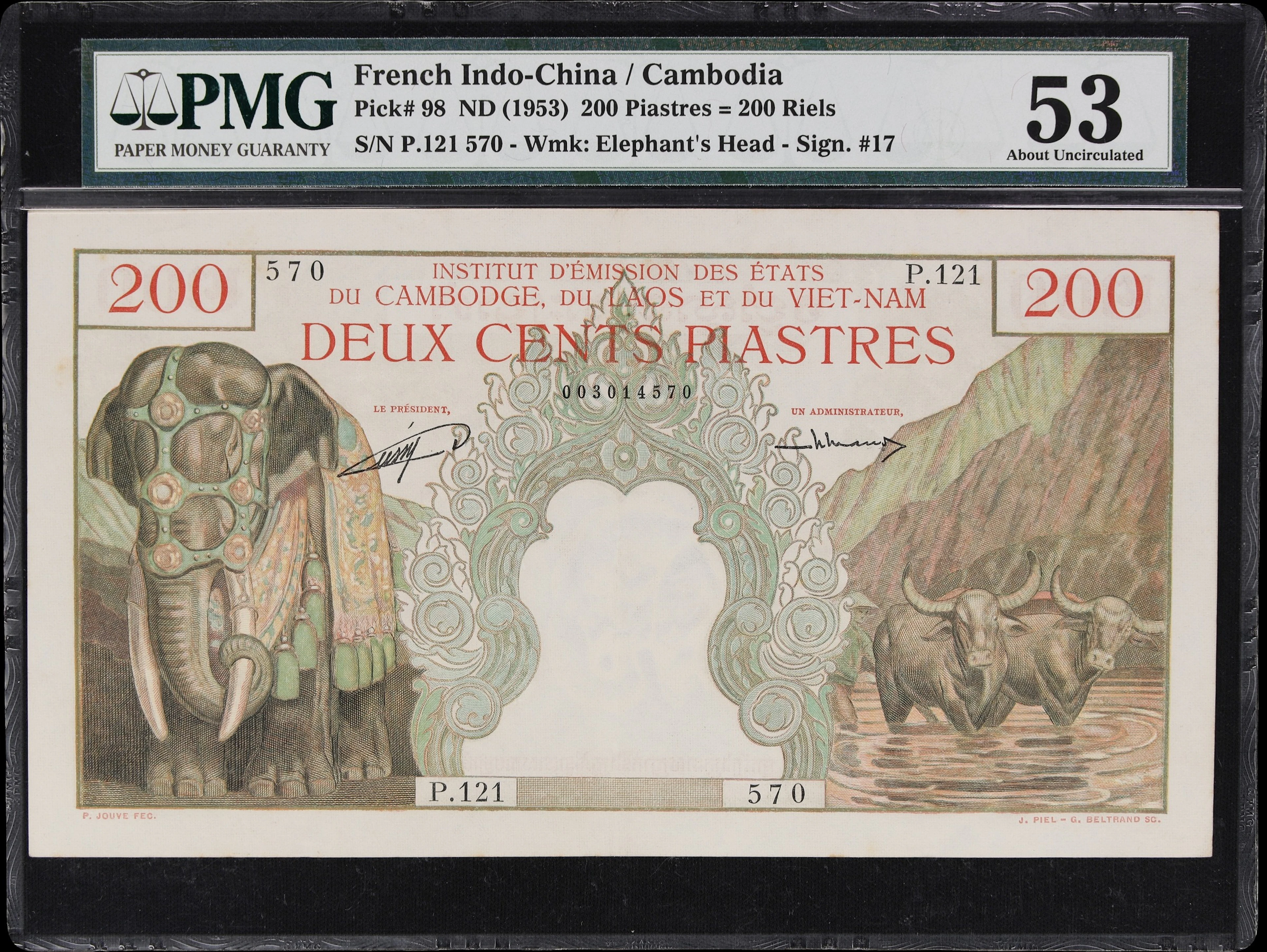 FRENCH INDO-CHINA / CAMBODIA. Institut d'Emission des Etats du Cambodge