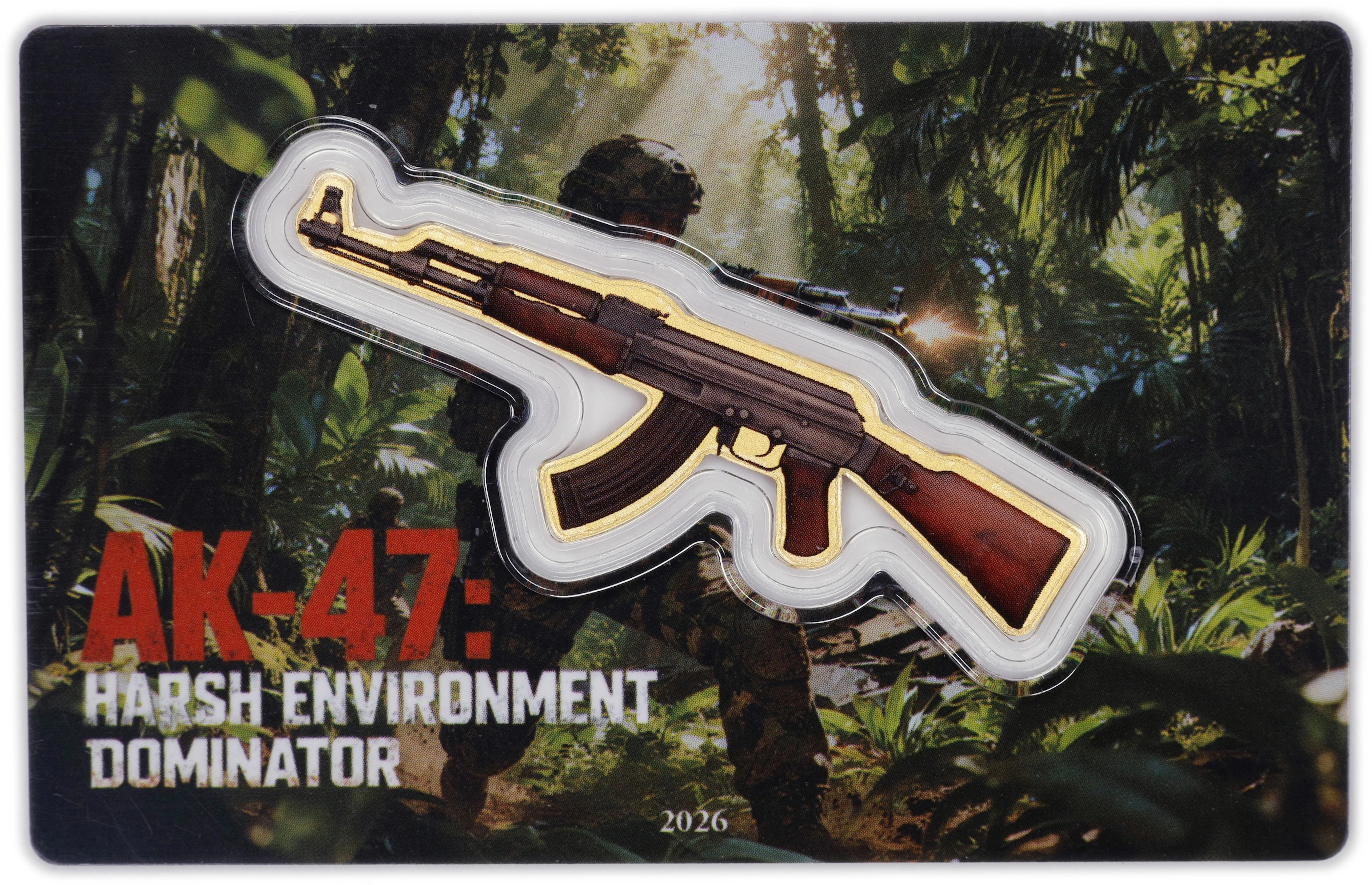 (0.001 oz, 0.031 g AGW). Liberia. 2026 AK-47: Harsh Environment Dominator