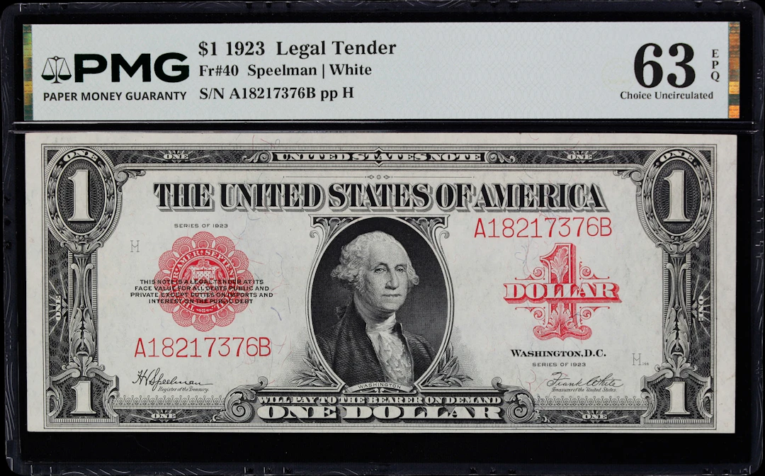 Fr. 40. 1923 $1 Legal Tender Note. PMG Choice Uncirculated 63 EPQ.