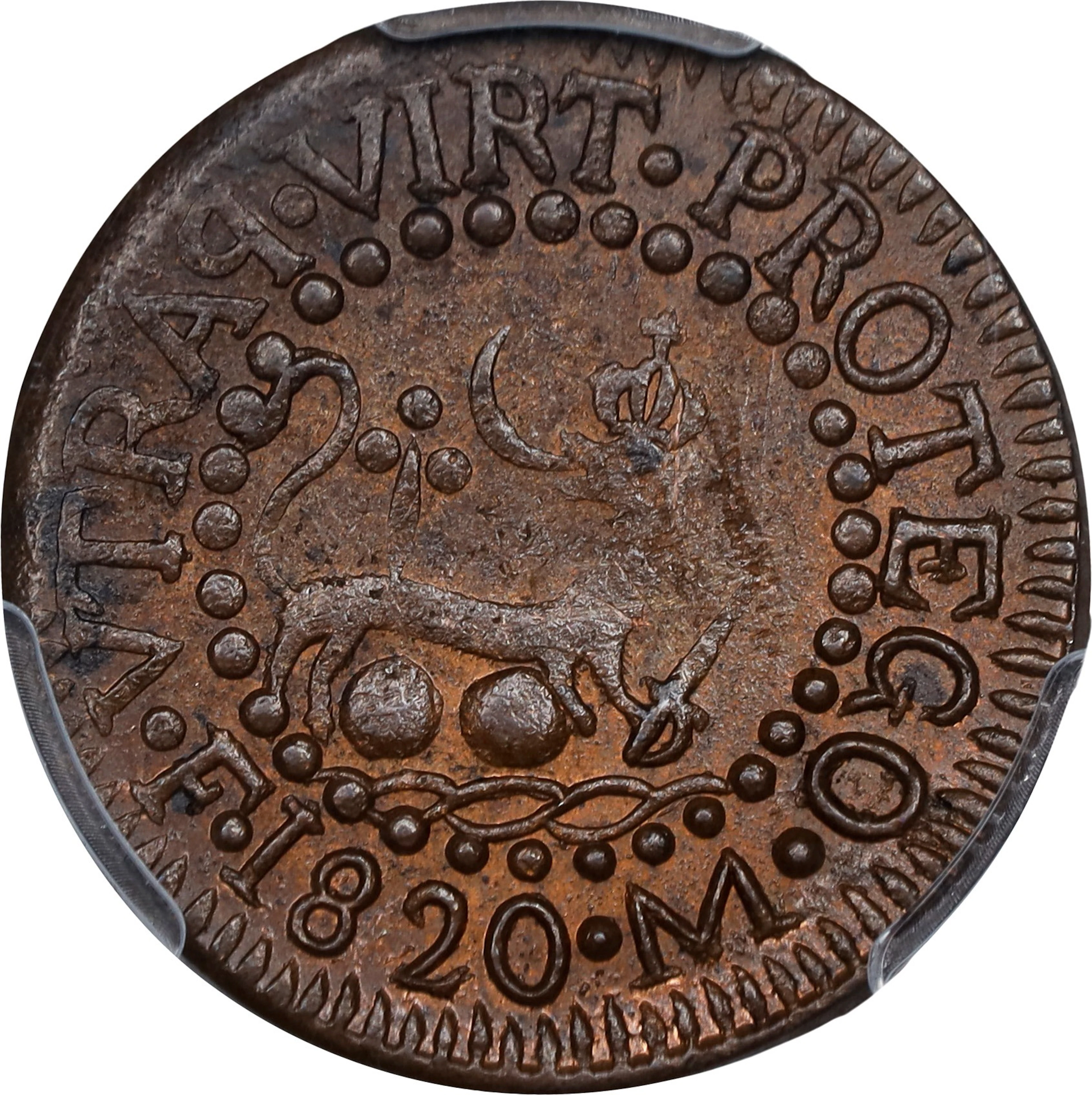 PHILIPPINES. Octavo, 1820-M F. Manila Mint. Ferdinand VII. PCGS MS-62 Brown.