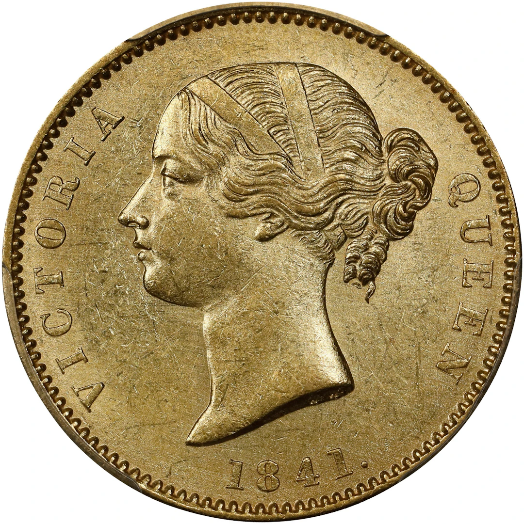 INDIA. British East India Company. Mohur, 1841.-(C). Calcutta Mint.
