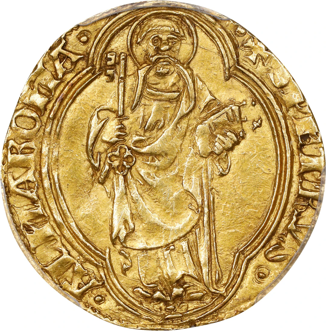 ITALY. Papal (States of the Church). Ducat, ND (1447-55). Rome Mint.
