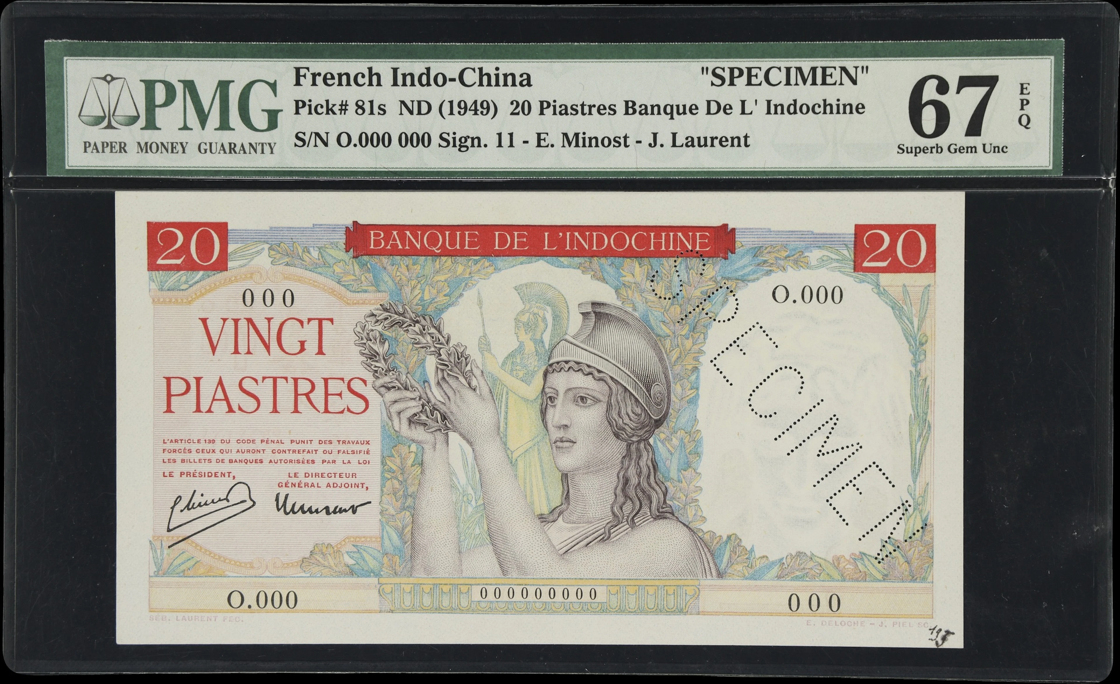 FRENCH INDO-CHINA. Banque de l'Indochine. 20 Piastres, ND (1949).
