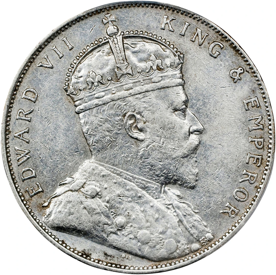 STRAITS SETTLEMENTS. Dollar, 1908. London Mint. Edward VII. PCGS Genuine--Cleane