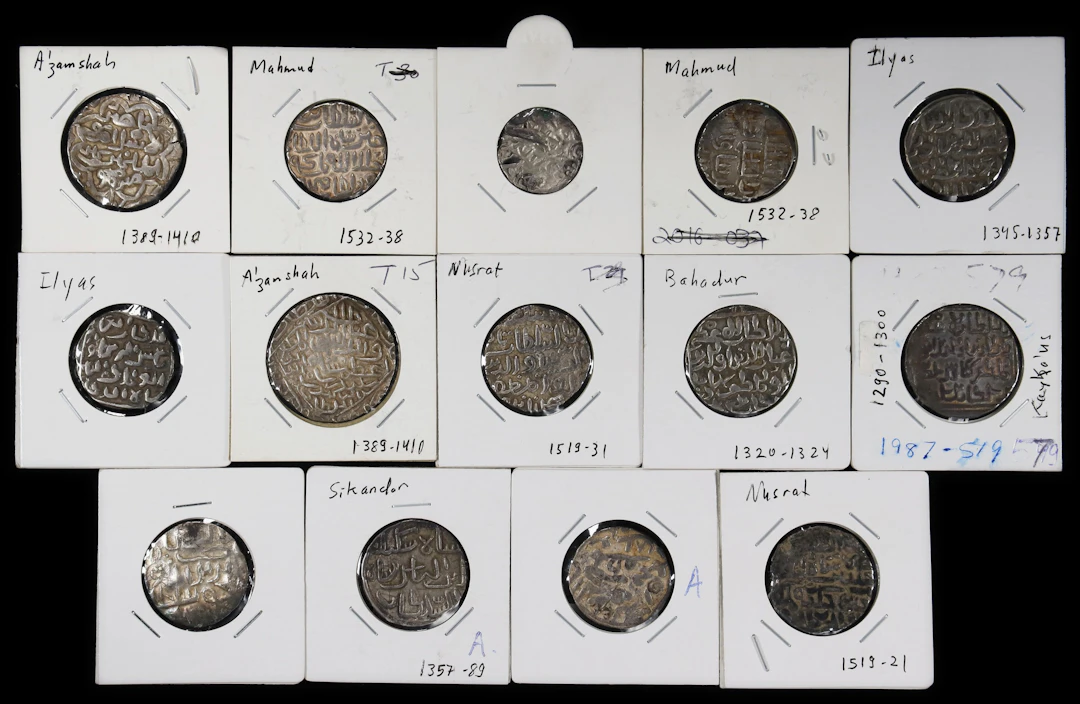 INDIA. Bengal Sultanate. Group of Silver Tankas (14 Pieces), AH 689-945