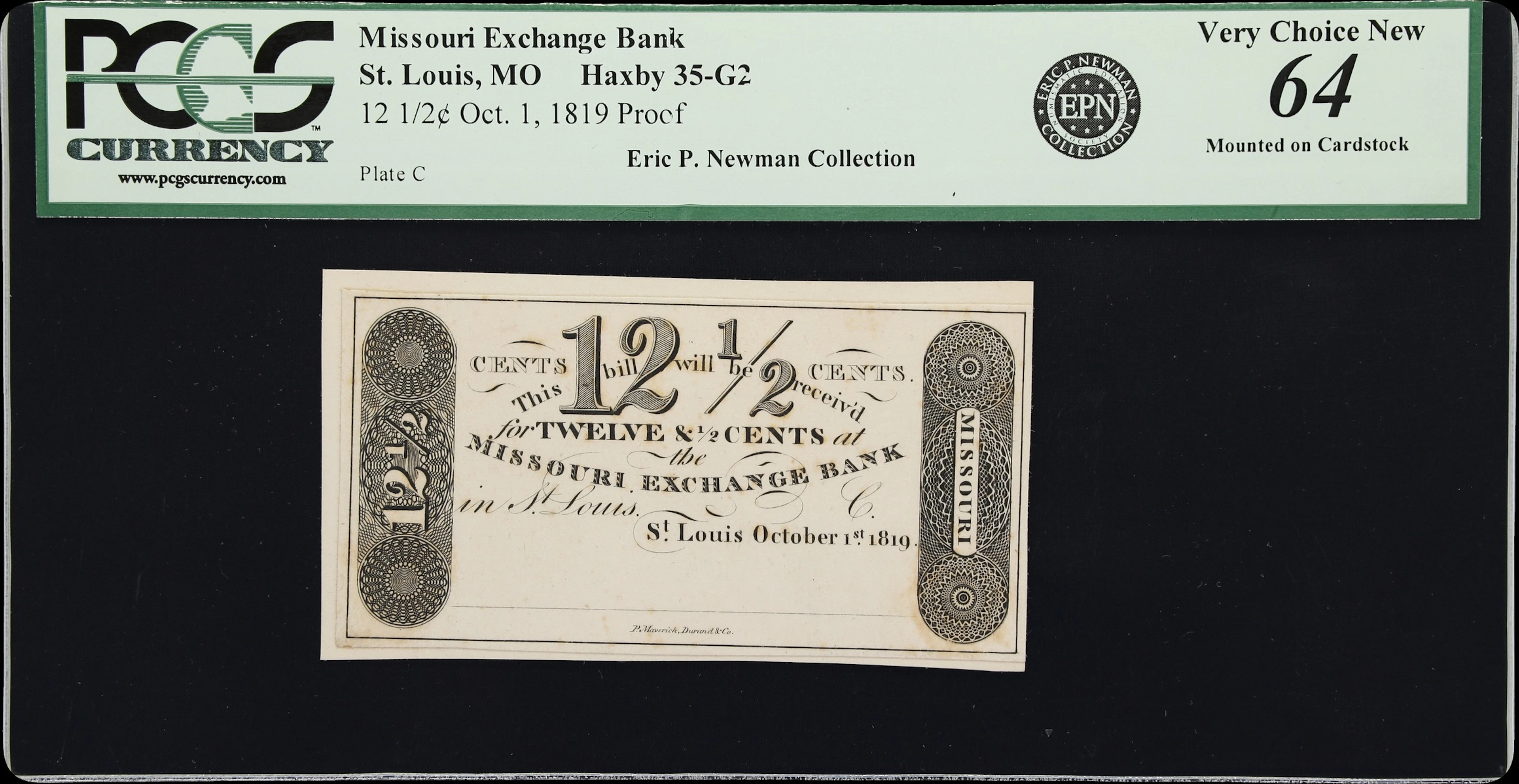 St. Louis, Missouri. Missouri Exchange Bank. 1819 12 1/2 Cents. PCGS