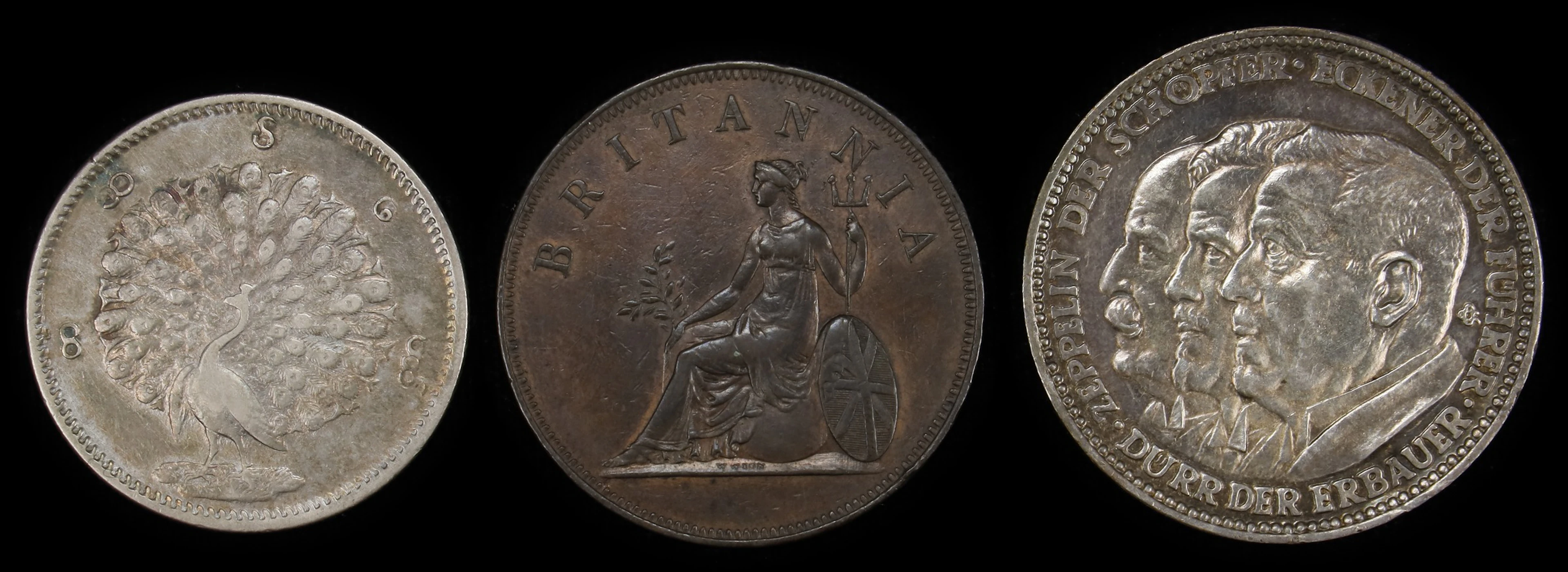 MIXED LOTS. Trio of Mixed Denominations (3 Pieces), 1819-1929. Grade