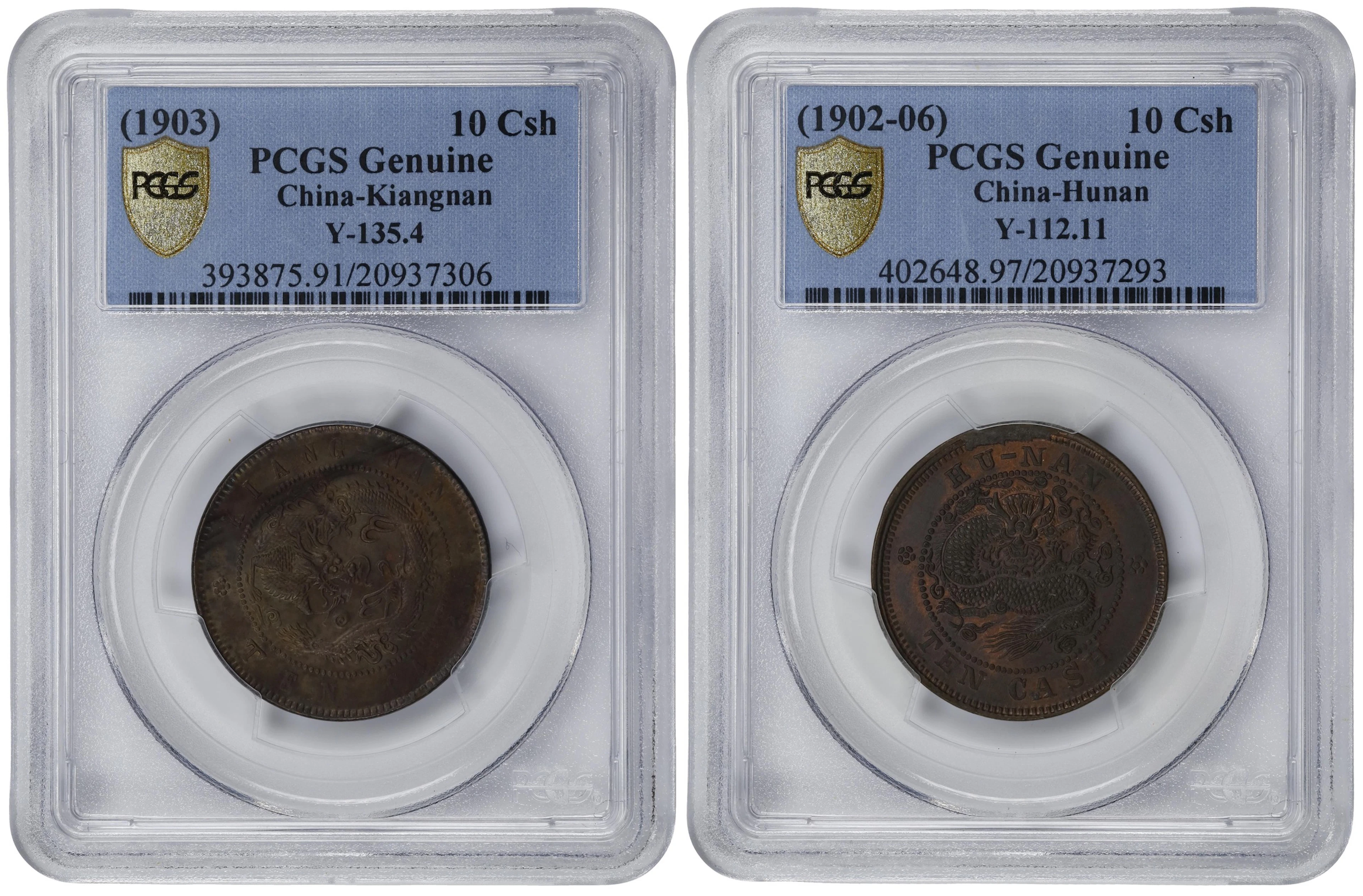 (t) CHINA. Duo of 10 Cash (2 Pieces), ND (1902-06). Kuang-hsu (Guangxu).