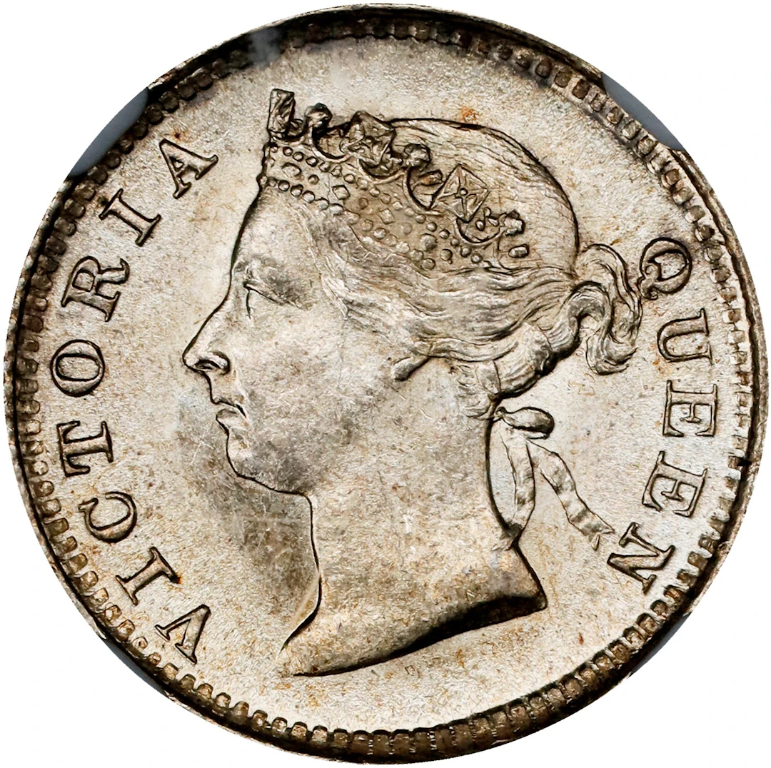 (t) HONG KONG (SAR). 5 Cents, 1894. London Mint. Victoria. NGC MS-62.