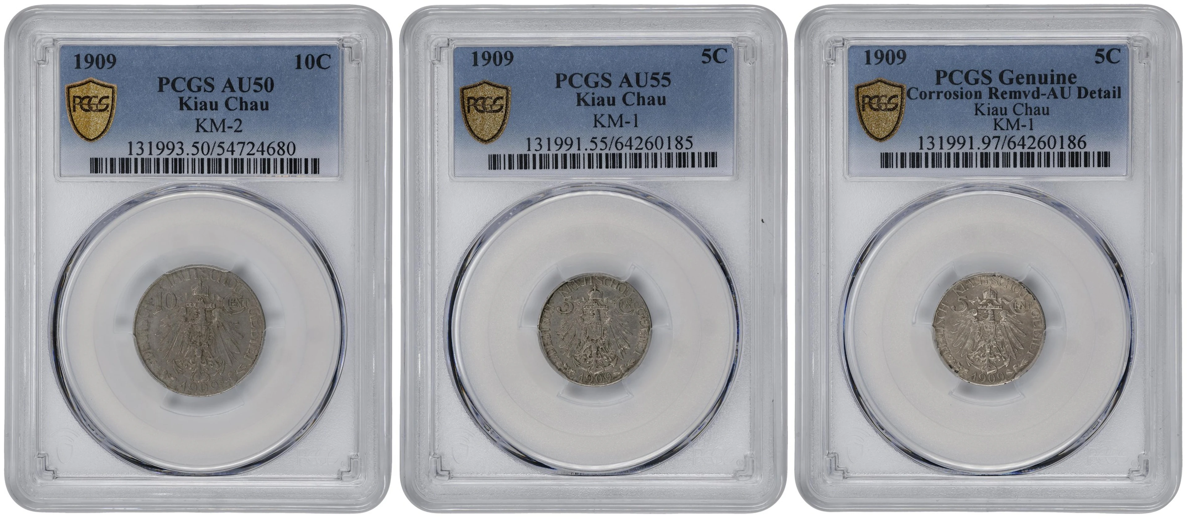 CHINA. Kiau Chau. German Occupation. Trio of Silver Denominations