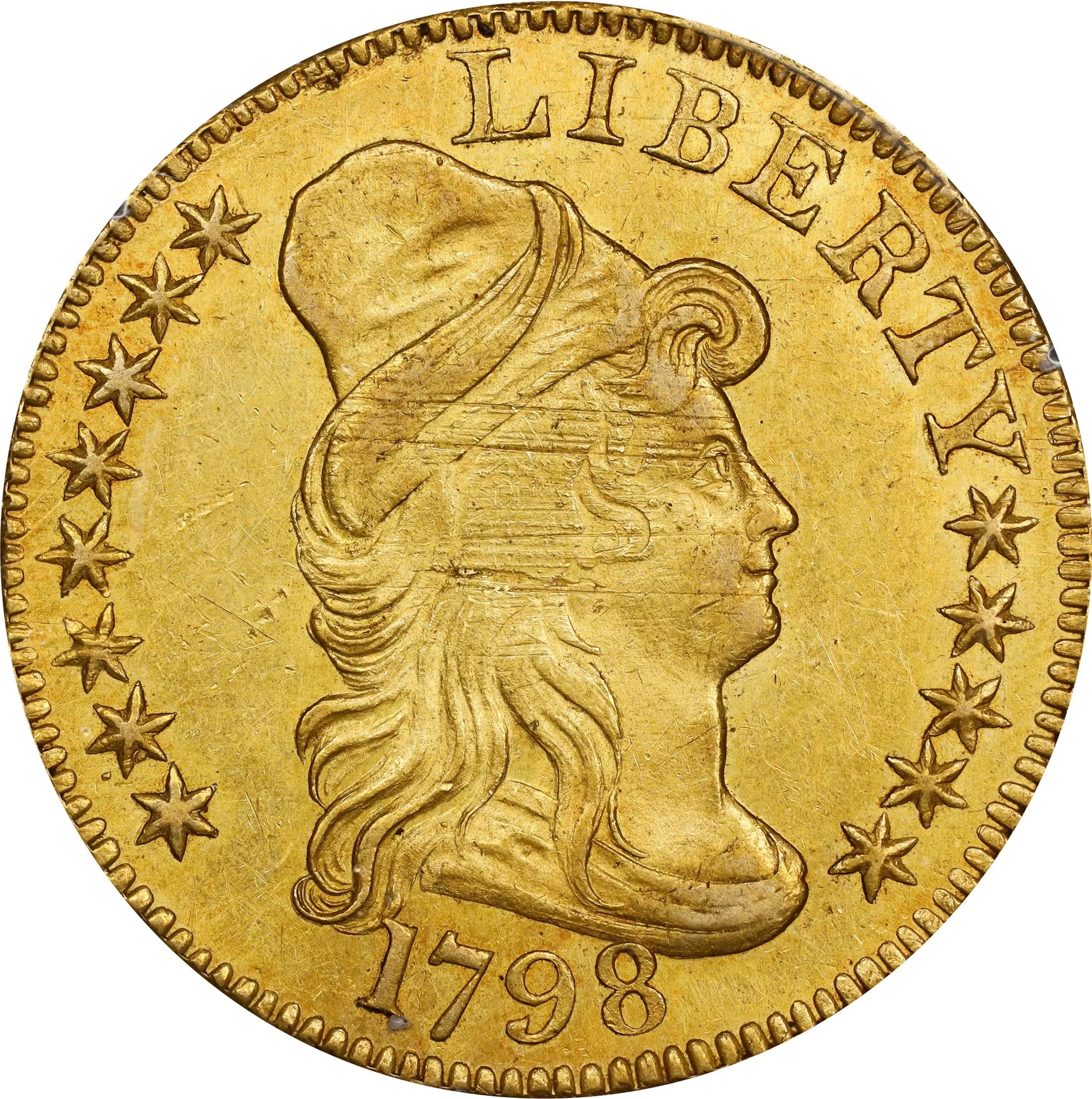 1798 Capped Bust Right Half Eagle. Heraldic Eagle. BD-6. Rarity-6.
