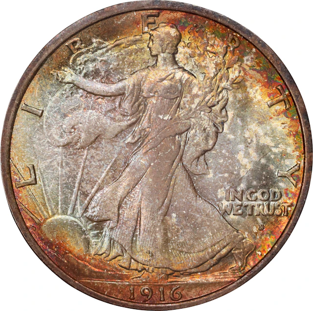 1916-D Walking Liberty Half Dollar. MS-66 (NGC). CAC.