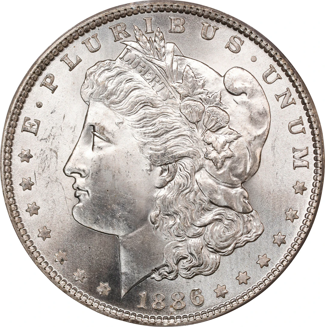 1886 Morgan Silver Dollar. MS-64 (PCGS). OGH Generation 2.0 Doily.