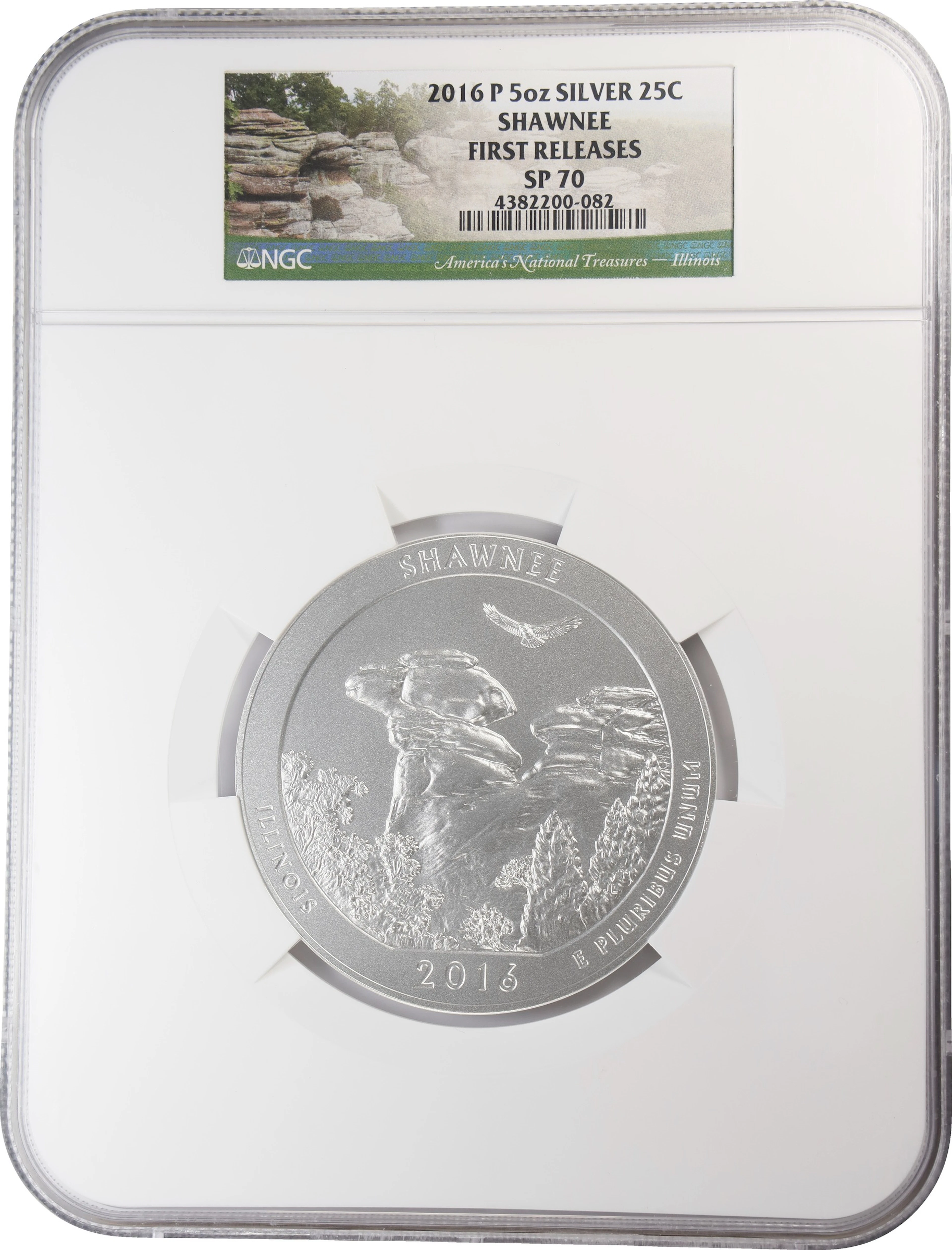 (5 oz, 155.52 g ASW). 2016-P Shawnee America the Beautiful 5 oz Silver