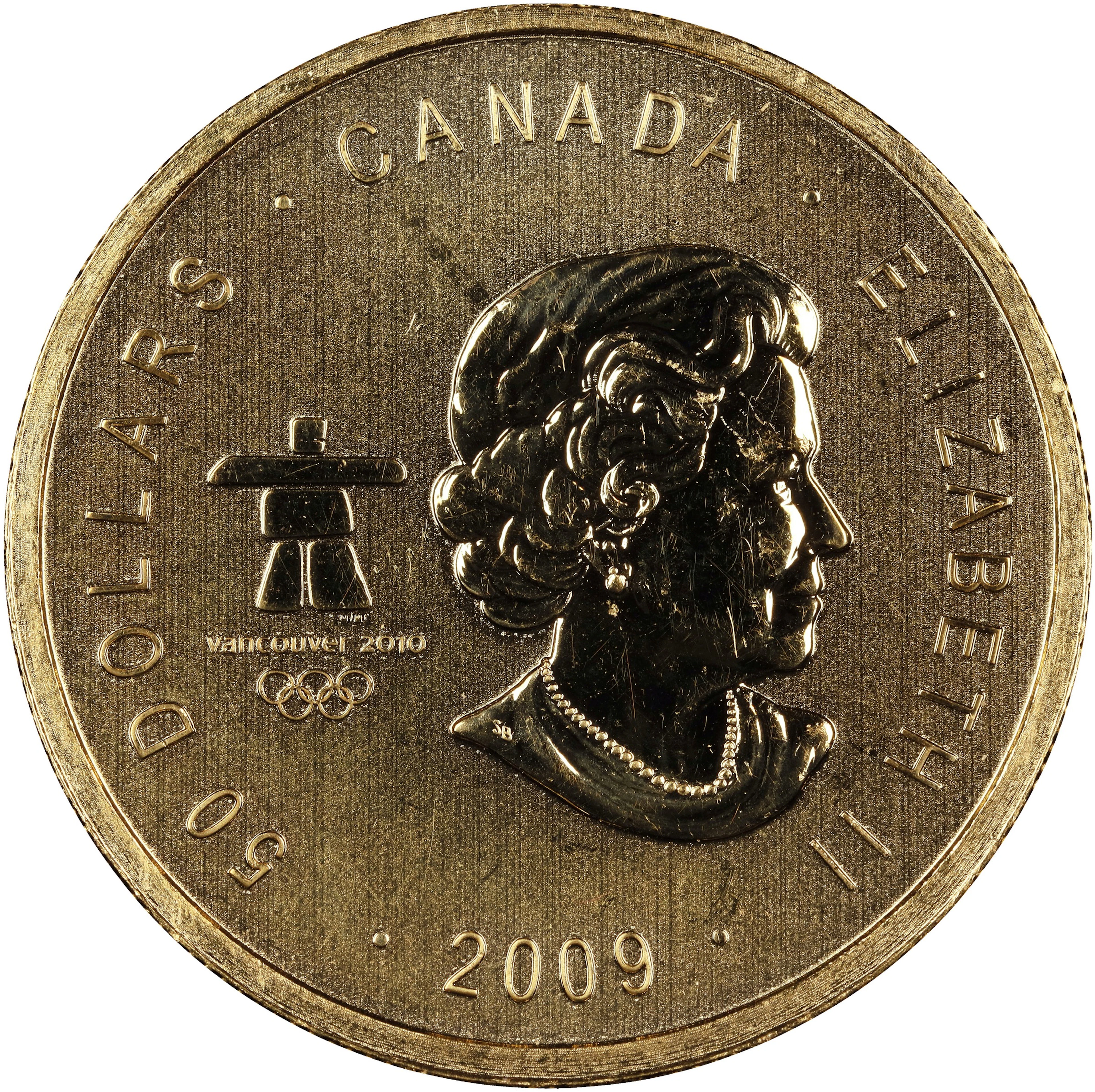 (1 oz, 31.104 g AGW). Canada. 2009 1 oz Olympic Thunderbird Gold $50.