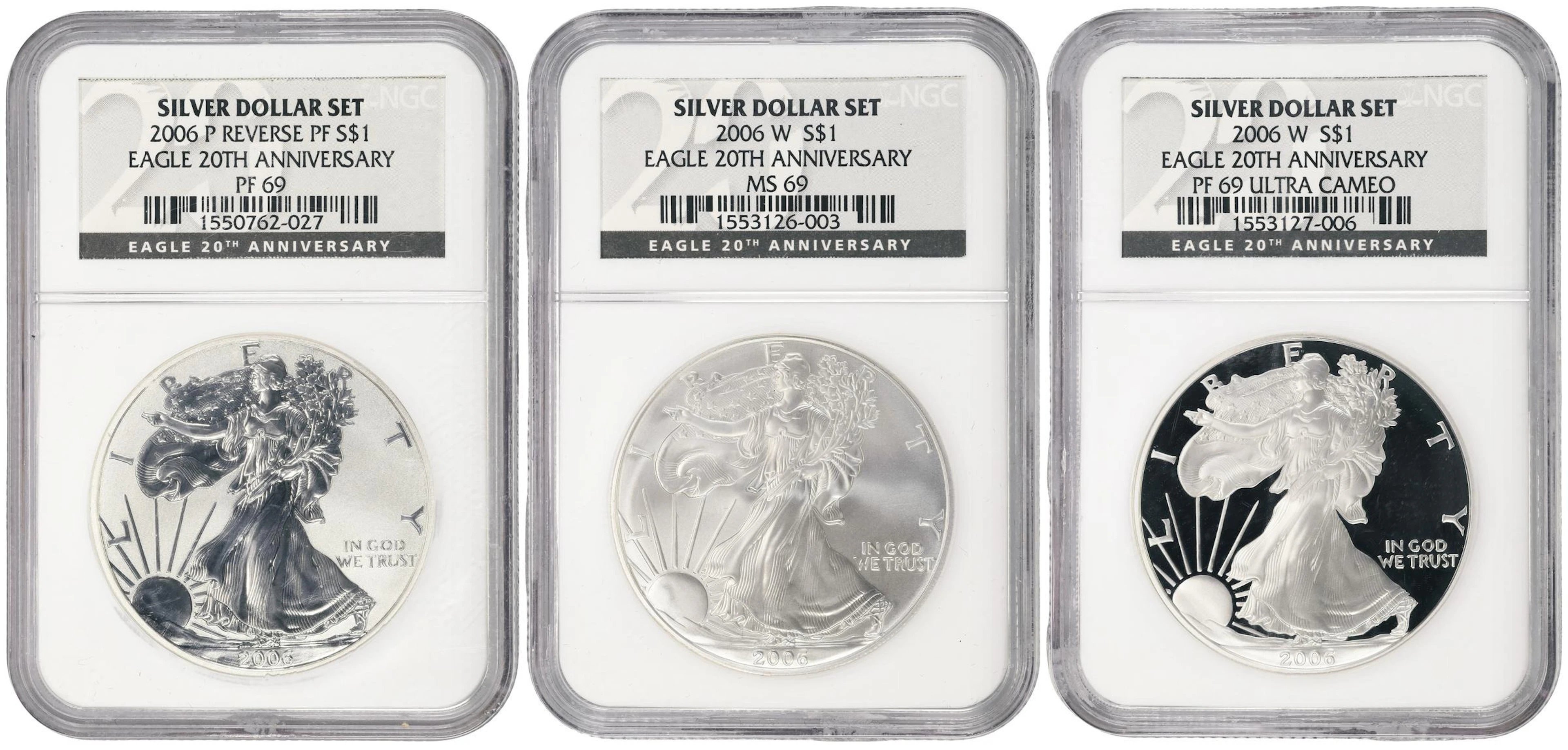 (3 oz, 93.312 g ASW). 2006 American Silver Eagle Three-Piece Set.