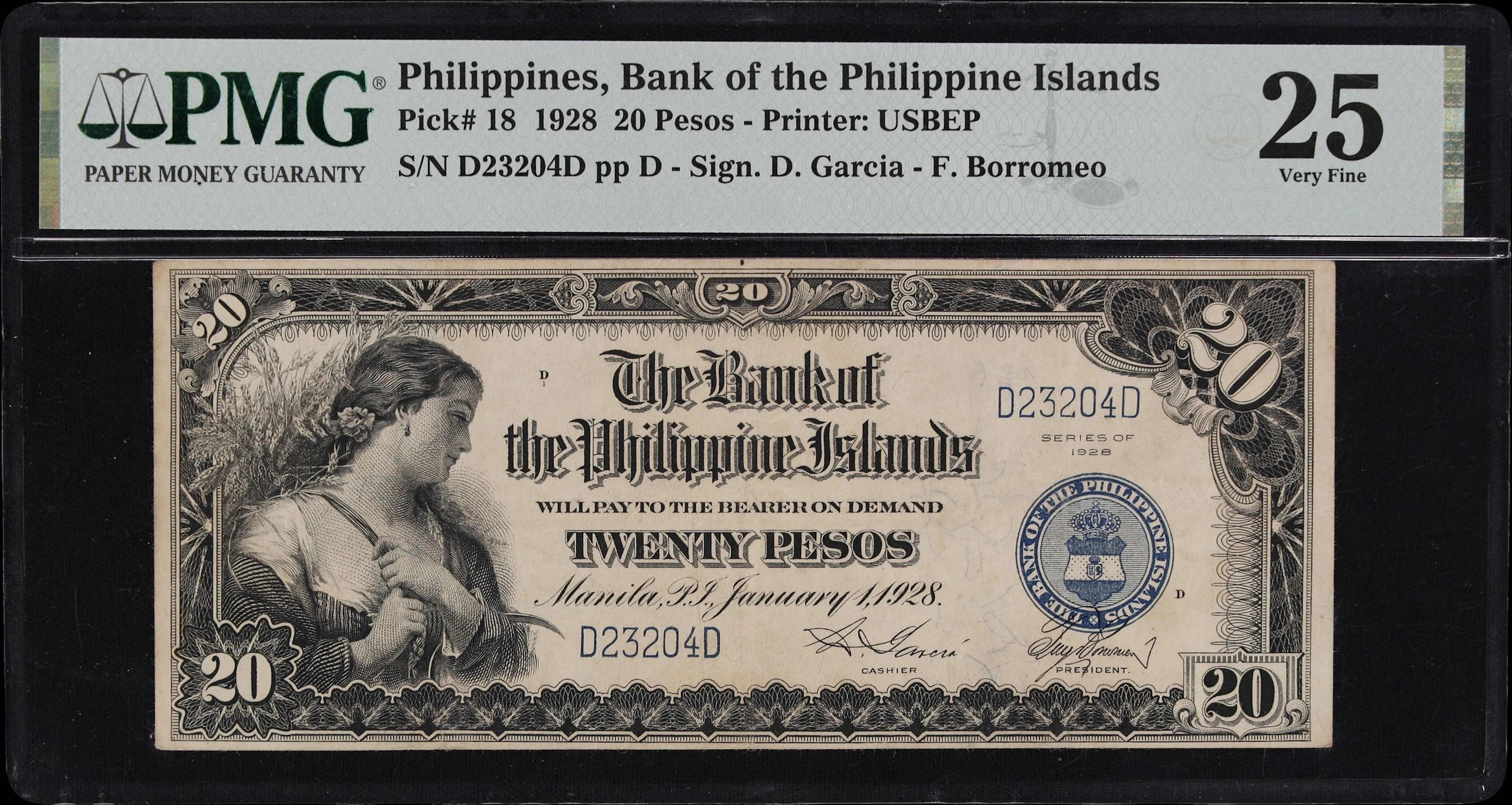 PHILIPPINES. Bank of the Philippine Islands. 20 Pesos, 1.1.1928. P-18.