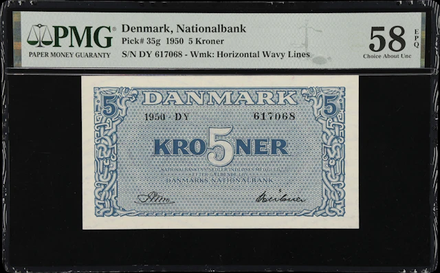 (◊) DENMARK. Danmarks Nationalbank. 5 Kroner, 1950. P-35g. PMG Choice
