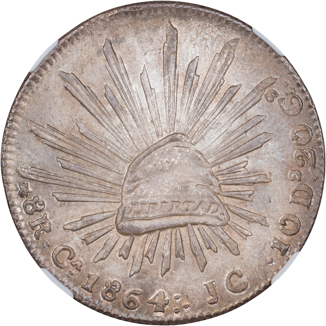 MEXICO. 8 Reales, 1864-Ca JC. Chihuahua Mint. NGC MS-65.