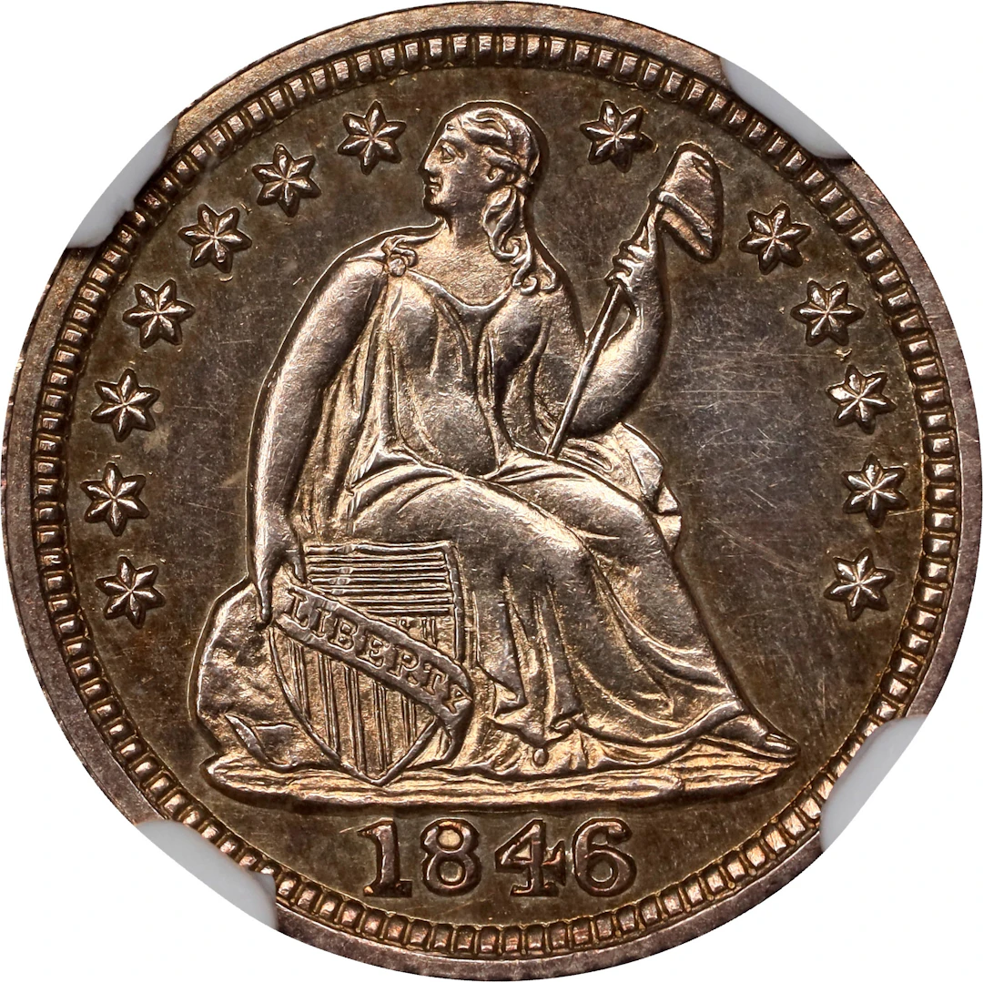 1846 Liberty Seated Half Dime. JD-1. Rarity-7-. Proof-65 (NGC).