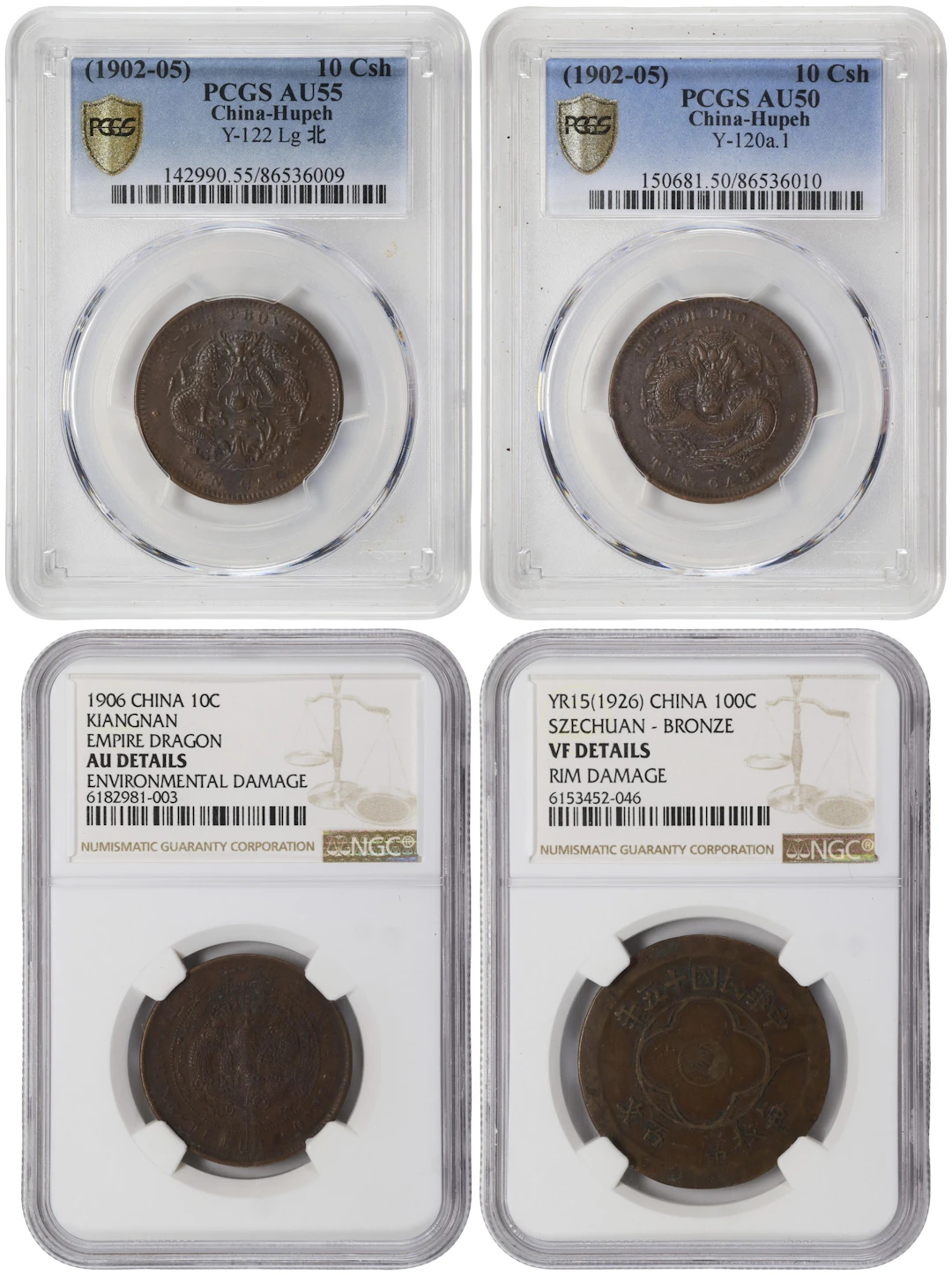 (t) CHINA. Quartet of Mixed Denominations (4 Pieces), 1902-26. All