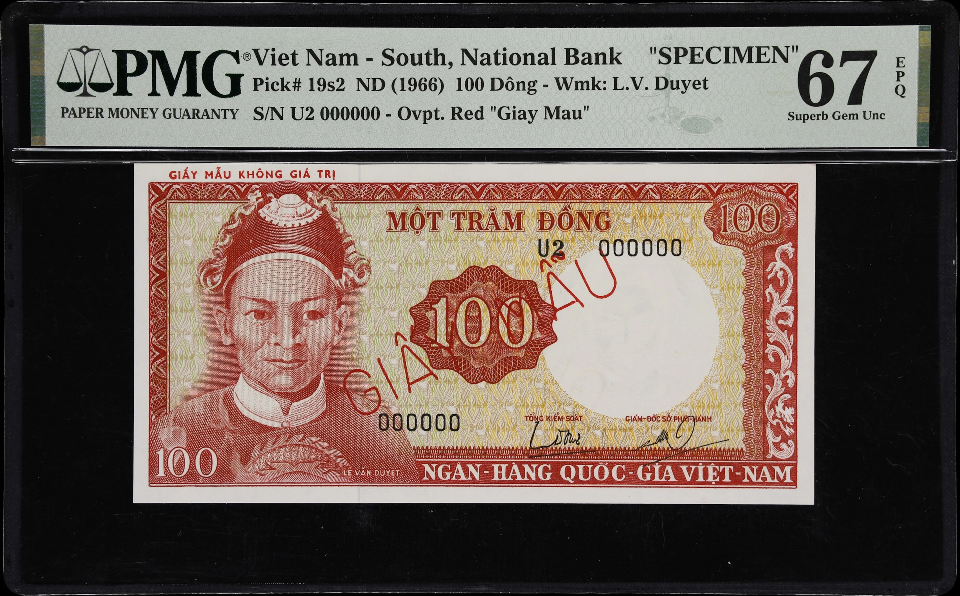 VIETNAM, SOUTH. National Bank of Vietnam. 100 Dong, ND (1966). P-19s2.