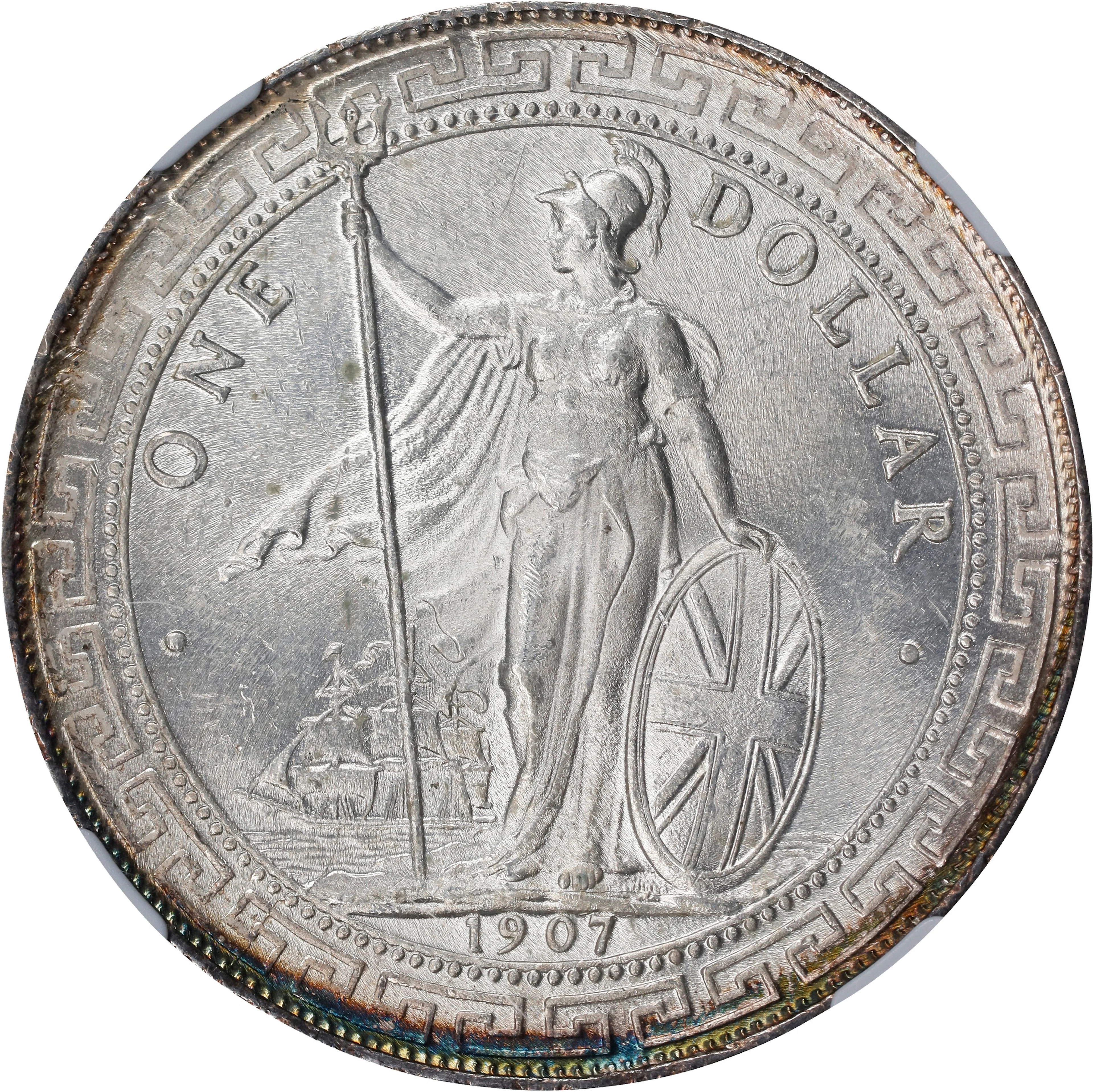 GREAT BRITAIN. Trade Dollar, 1907-B. Bombay Mint. Edward VII. NGC MS-64.